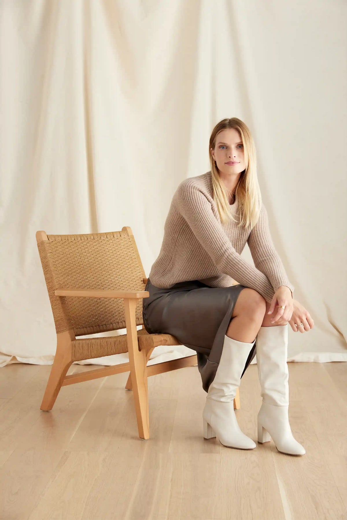 Mongolian Spring Cashmere Fisherman Crewneck Sweater