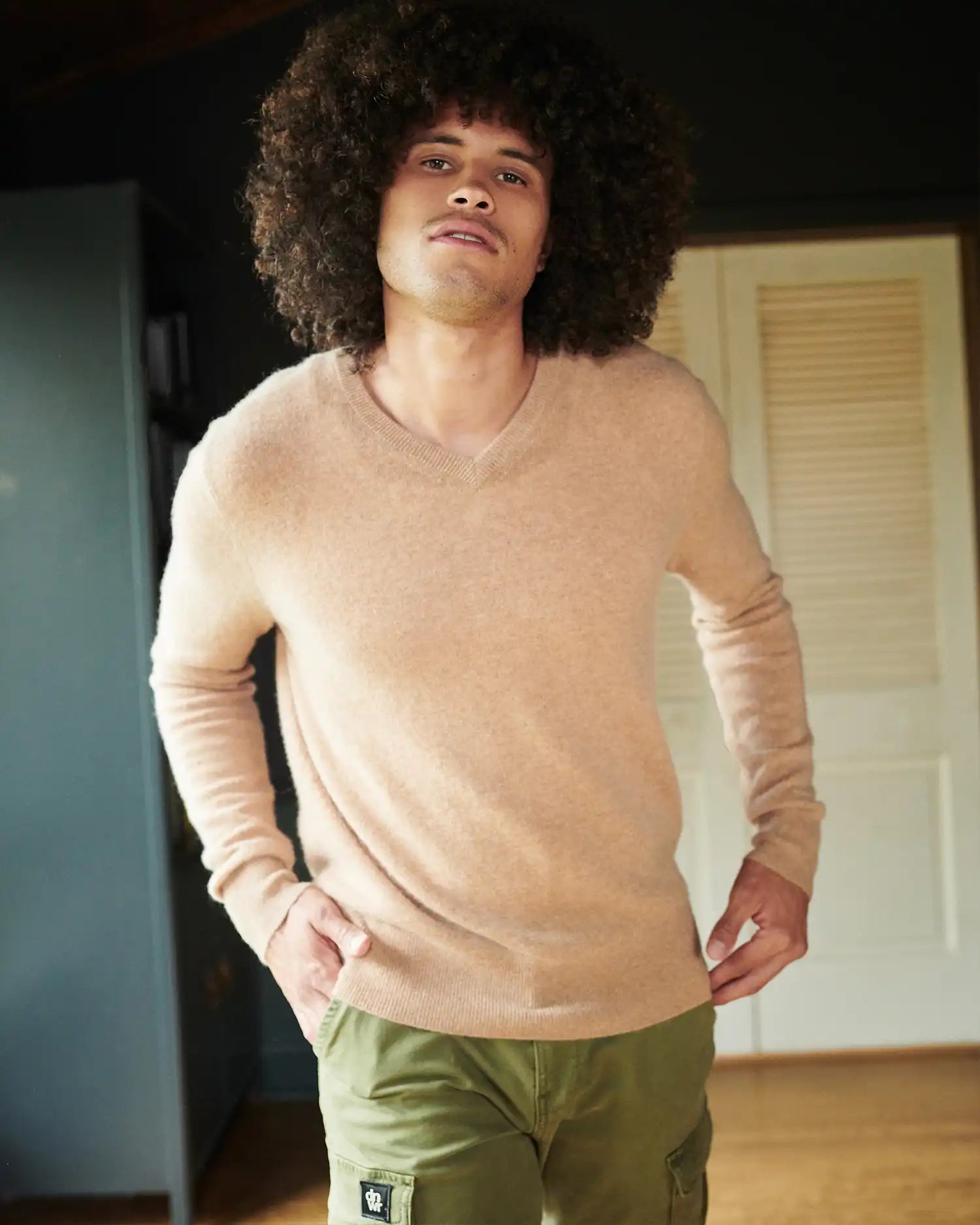 Mongolian Cashmere V-Neck Sweater