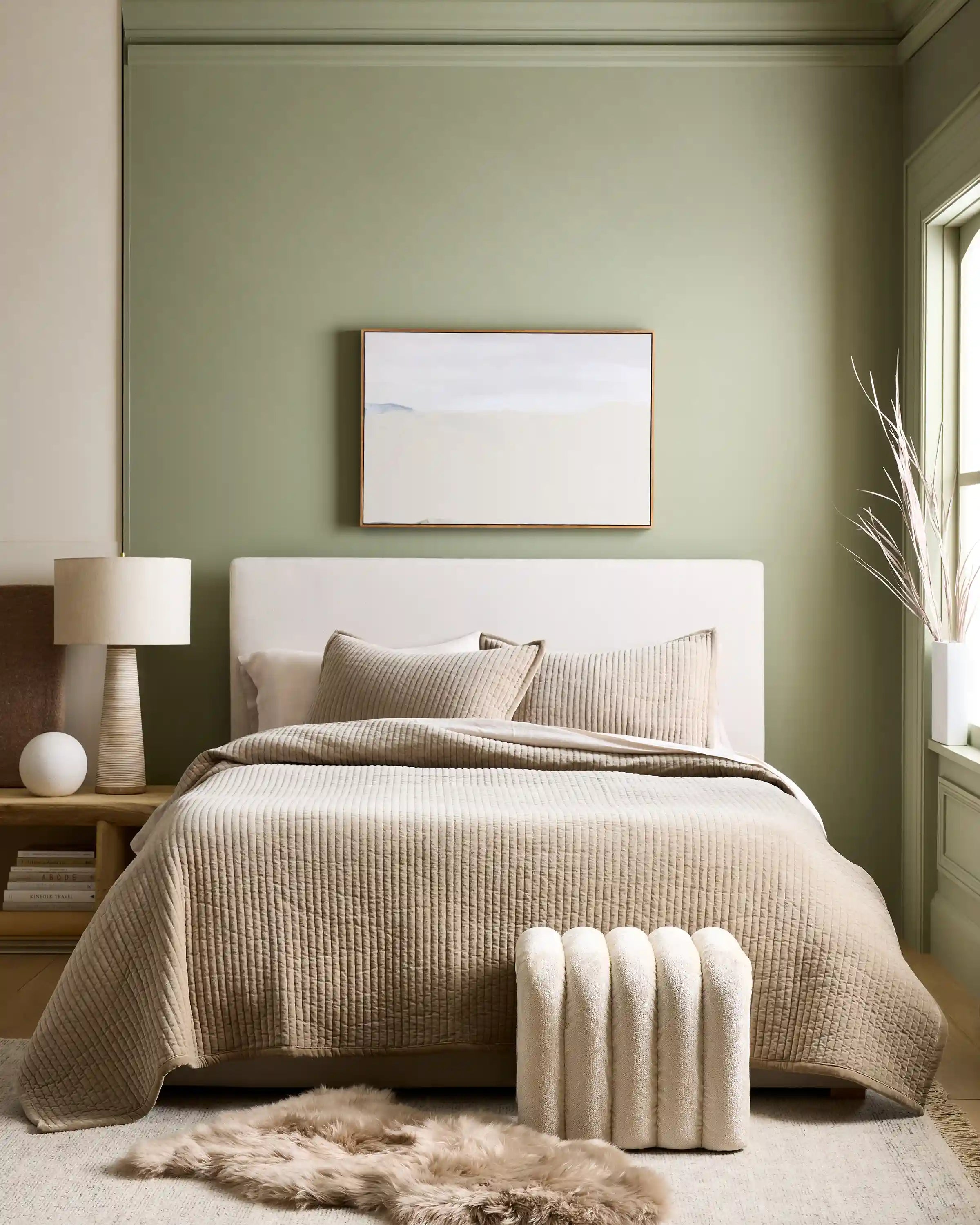 Cotton Velvet Vertical Channel Quilt Set