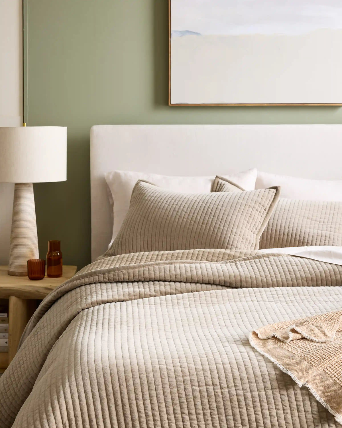 Cotton Velvet Vertical Channel Quilt Set