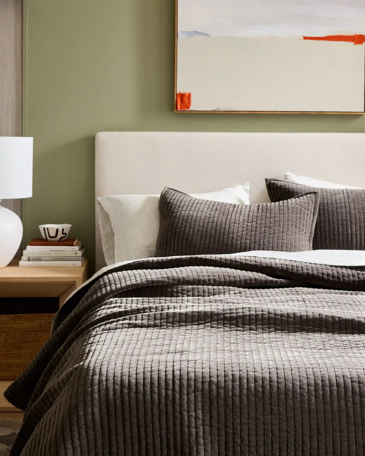 Cotton Velvet Vertical Channel Quilt Set