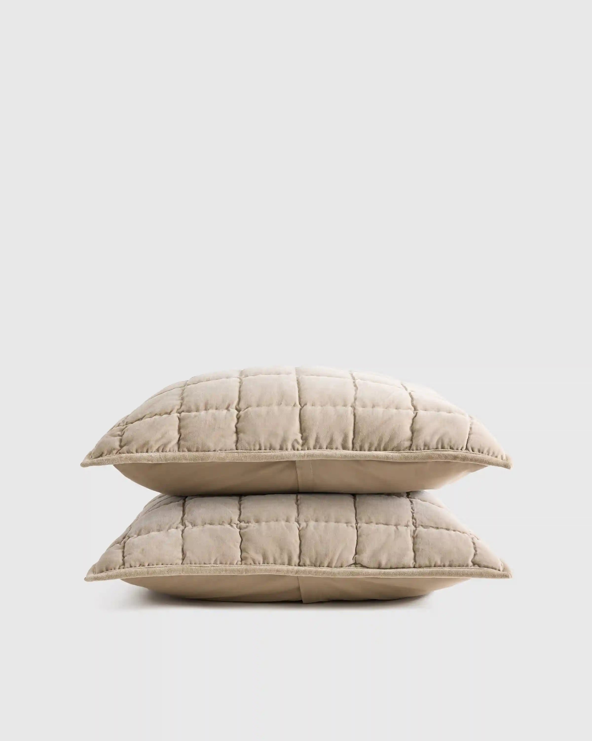 Cotton Velvet Box Quilted Sham Set
