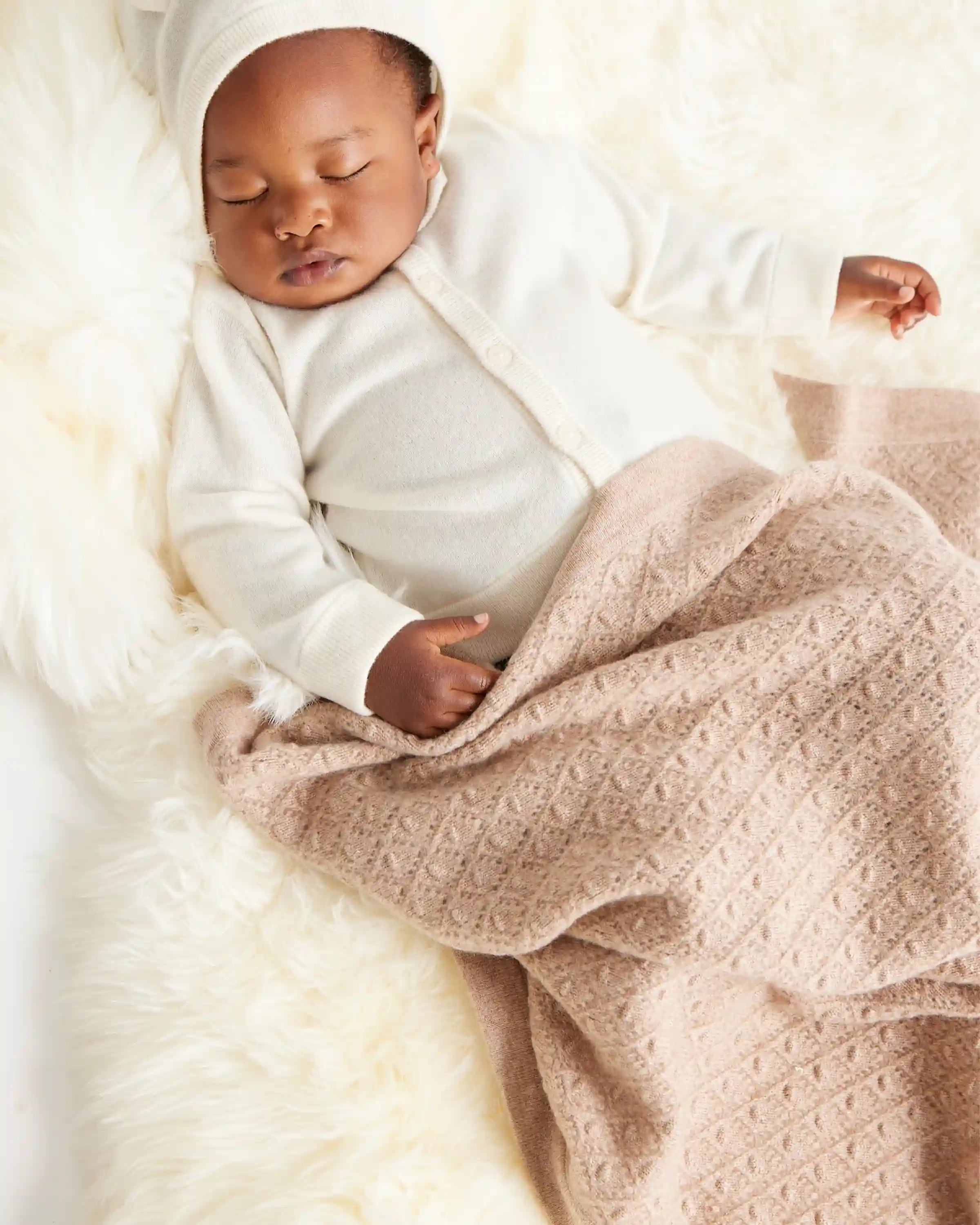 Mongolian Cashmere Pointelle Baby Blanket