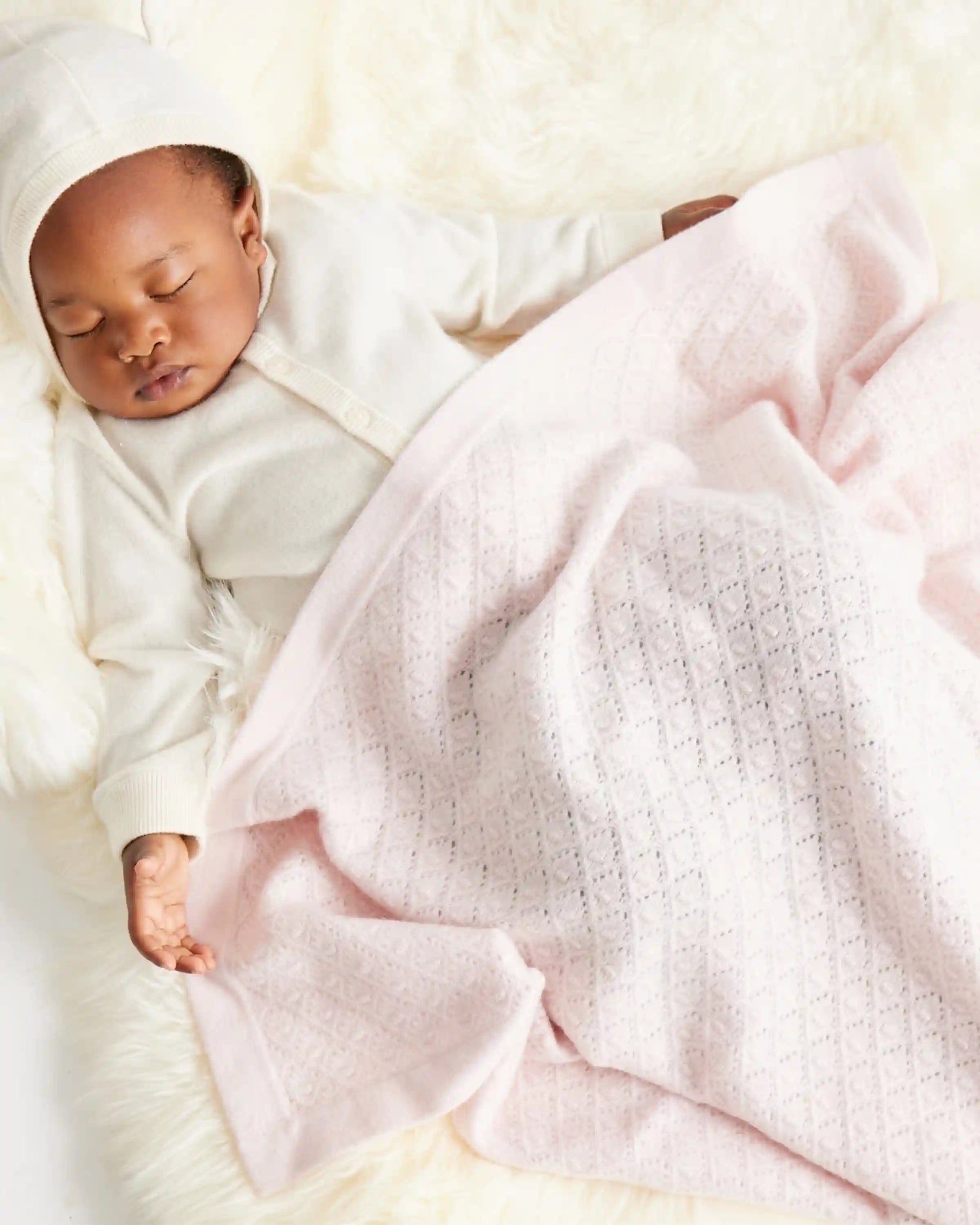 Mongolian Cashmere Pointelle Baby Blanket