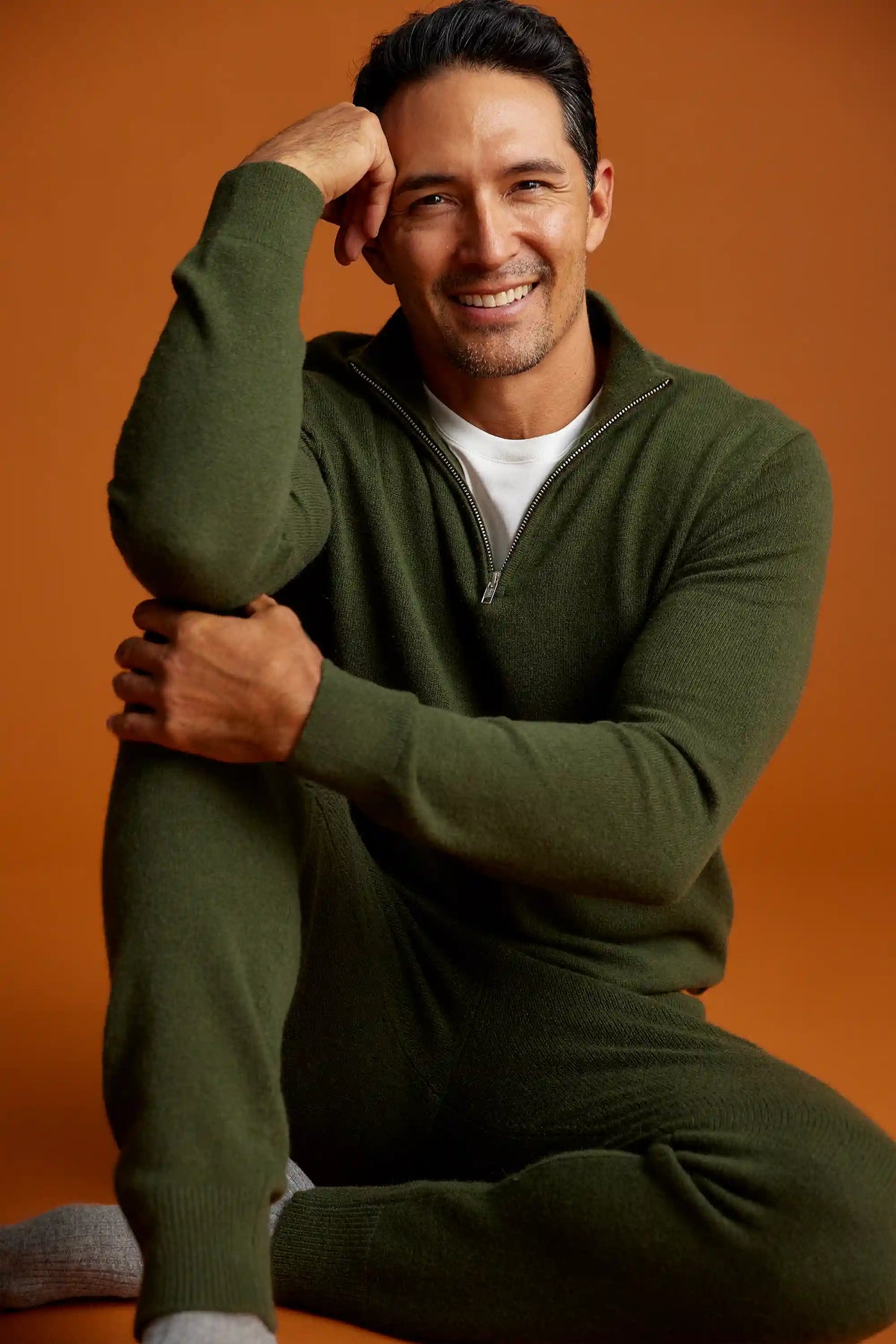Mongolian Cashmere Quarter Zip Sweater