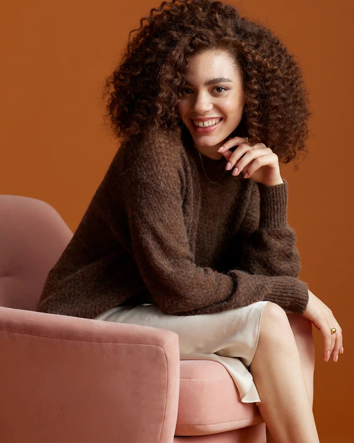 Baby Alpaca-Wool Diamond Stitch Crew