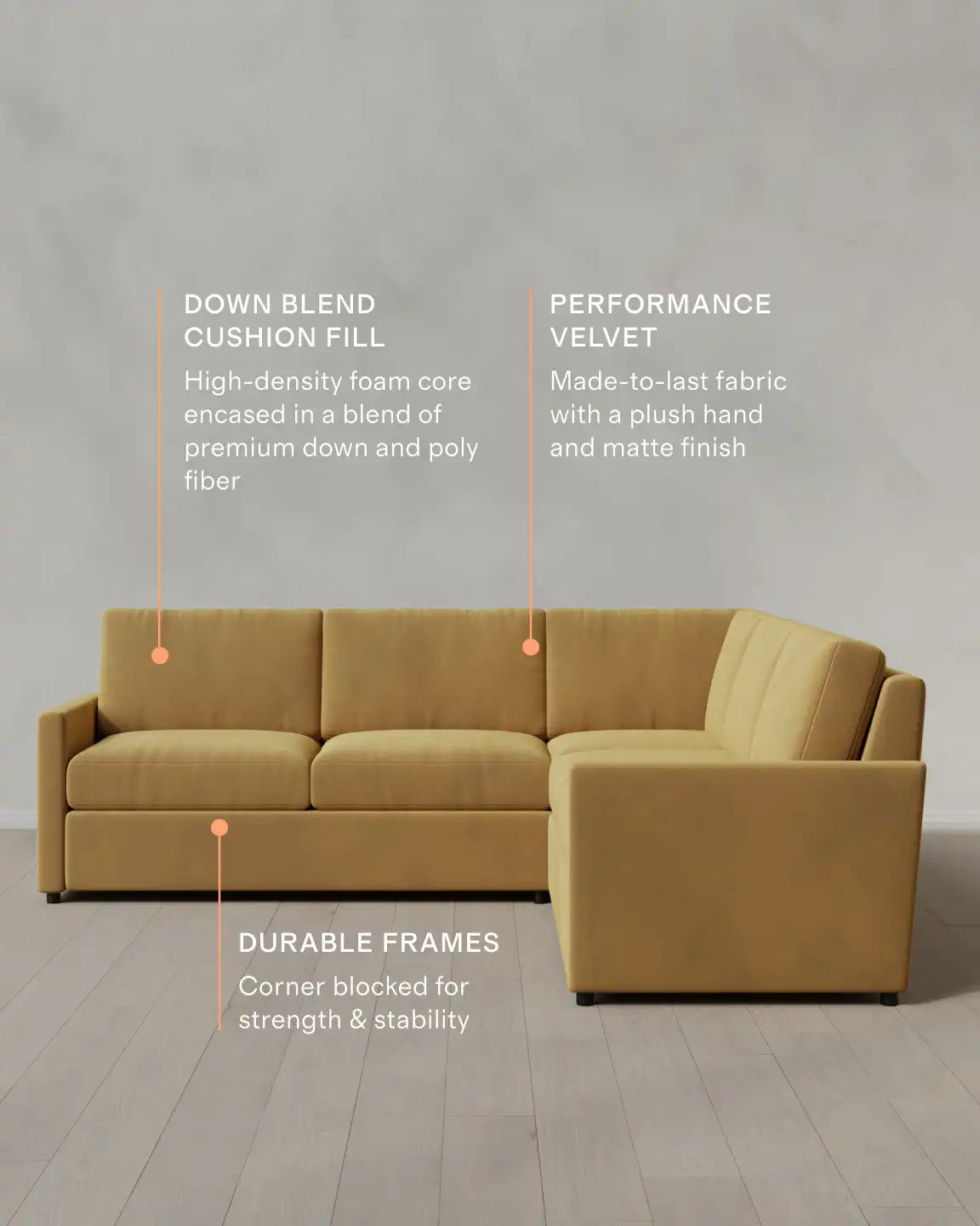 Brennan L Sectional in Performance Velvet