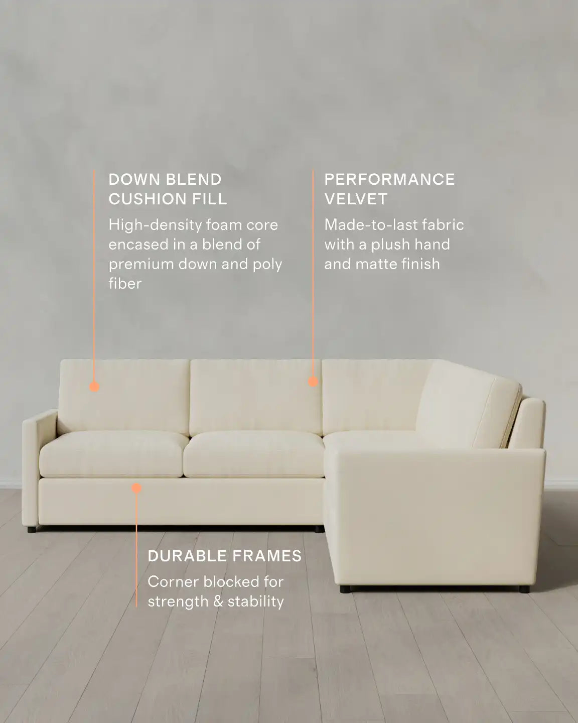 Brennan L Sectional in Performance Velvet