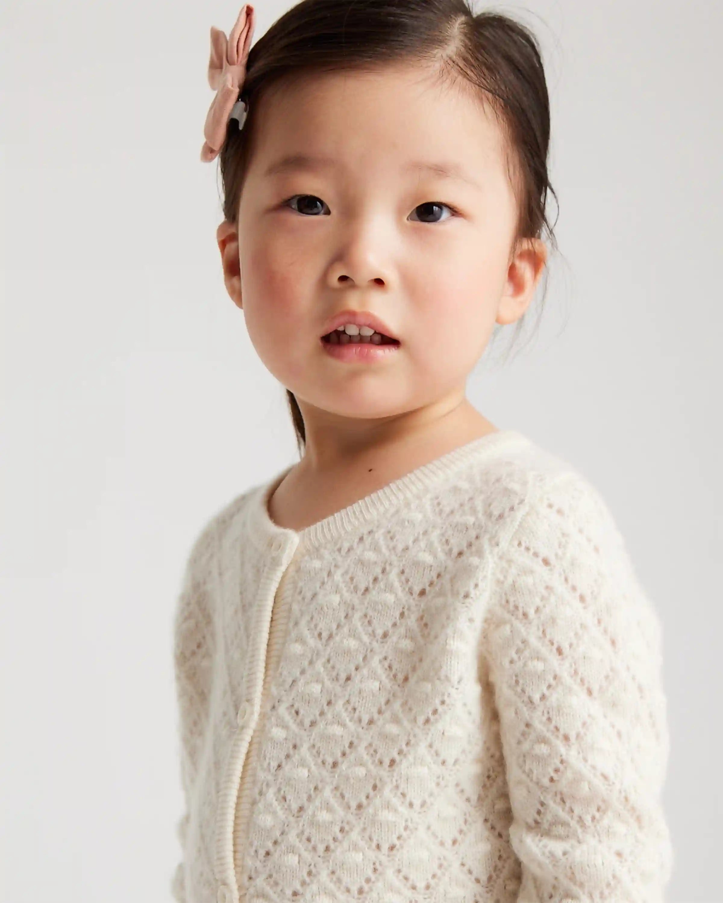 Washable Cashmere Pointelle Cardigan