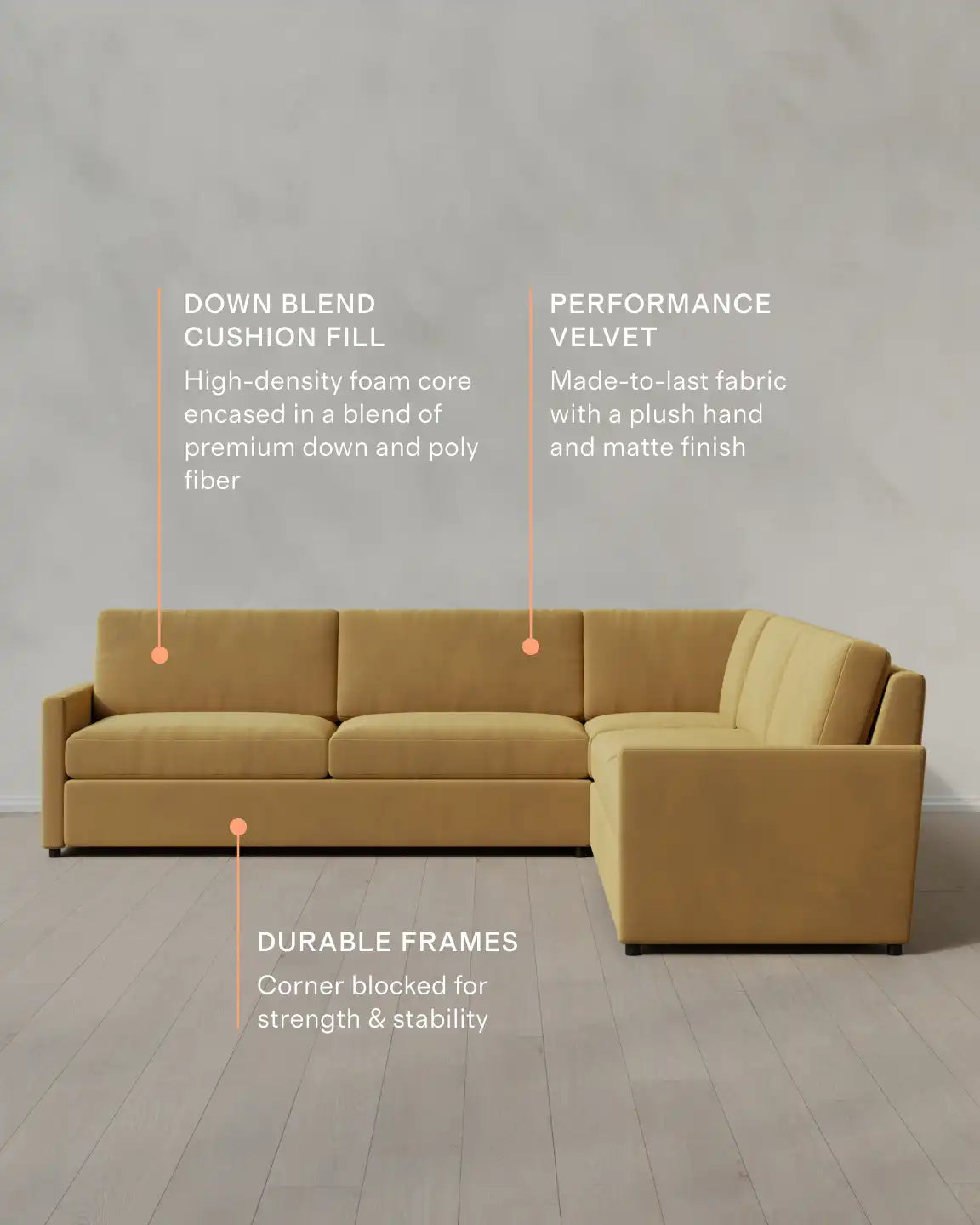 Brennan L Sectional in Performance Velvet