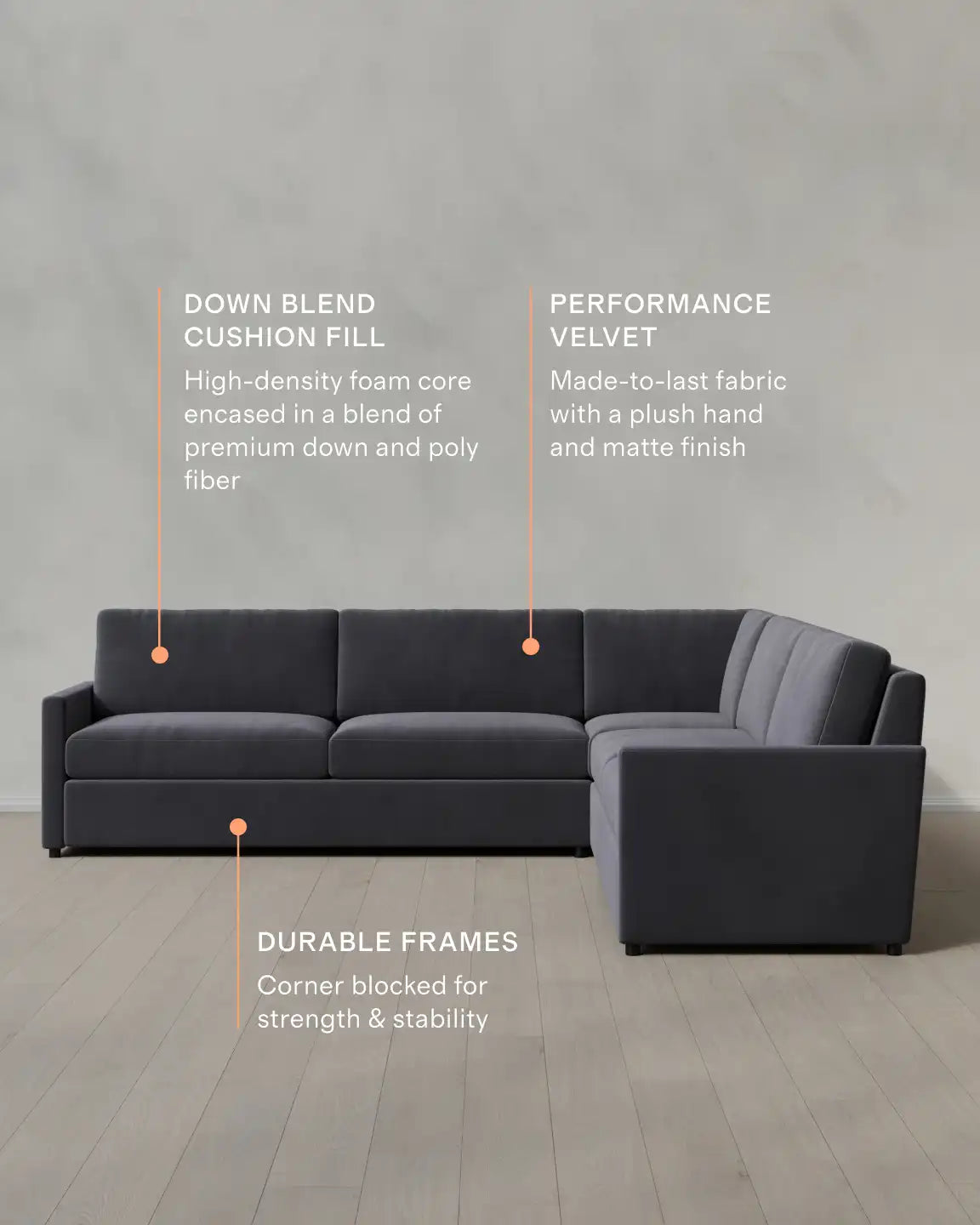 Brennan L Sectional in Performance Velvet