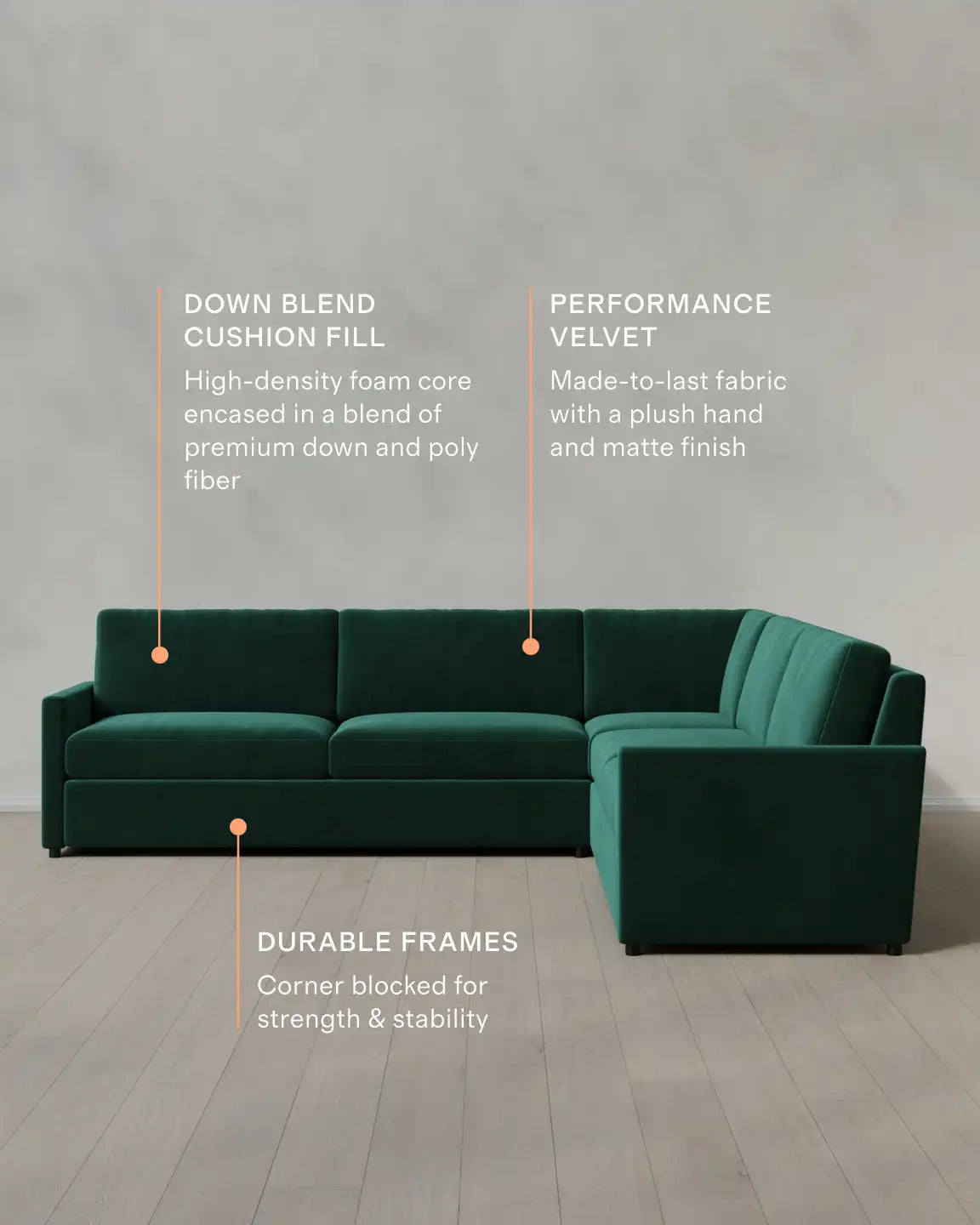 Brennan L Sectional in Performance Velvet