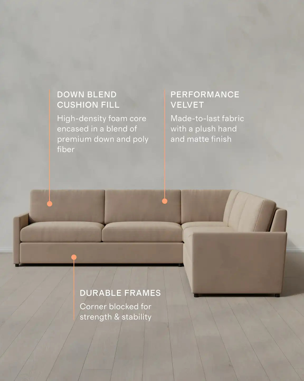 Brennan L Sectional in Performance Velvet