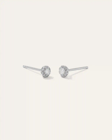 14K Gold Diamond Halo Studs