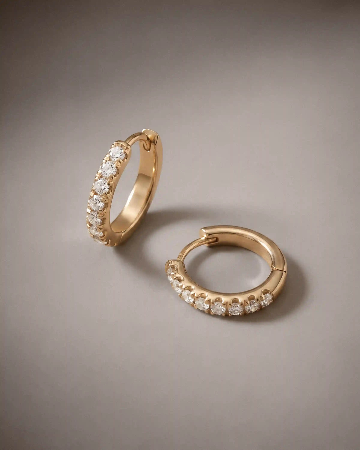 14K Gold Pave Diamond Second Piercing Tiny Huggie - Pair