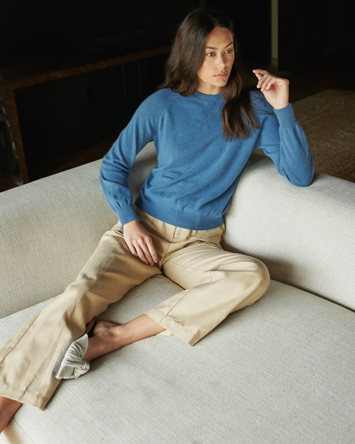 Mongolian Shrunken Cashmere Sweatshirt