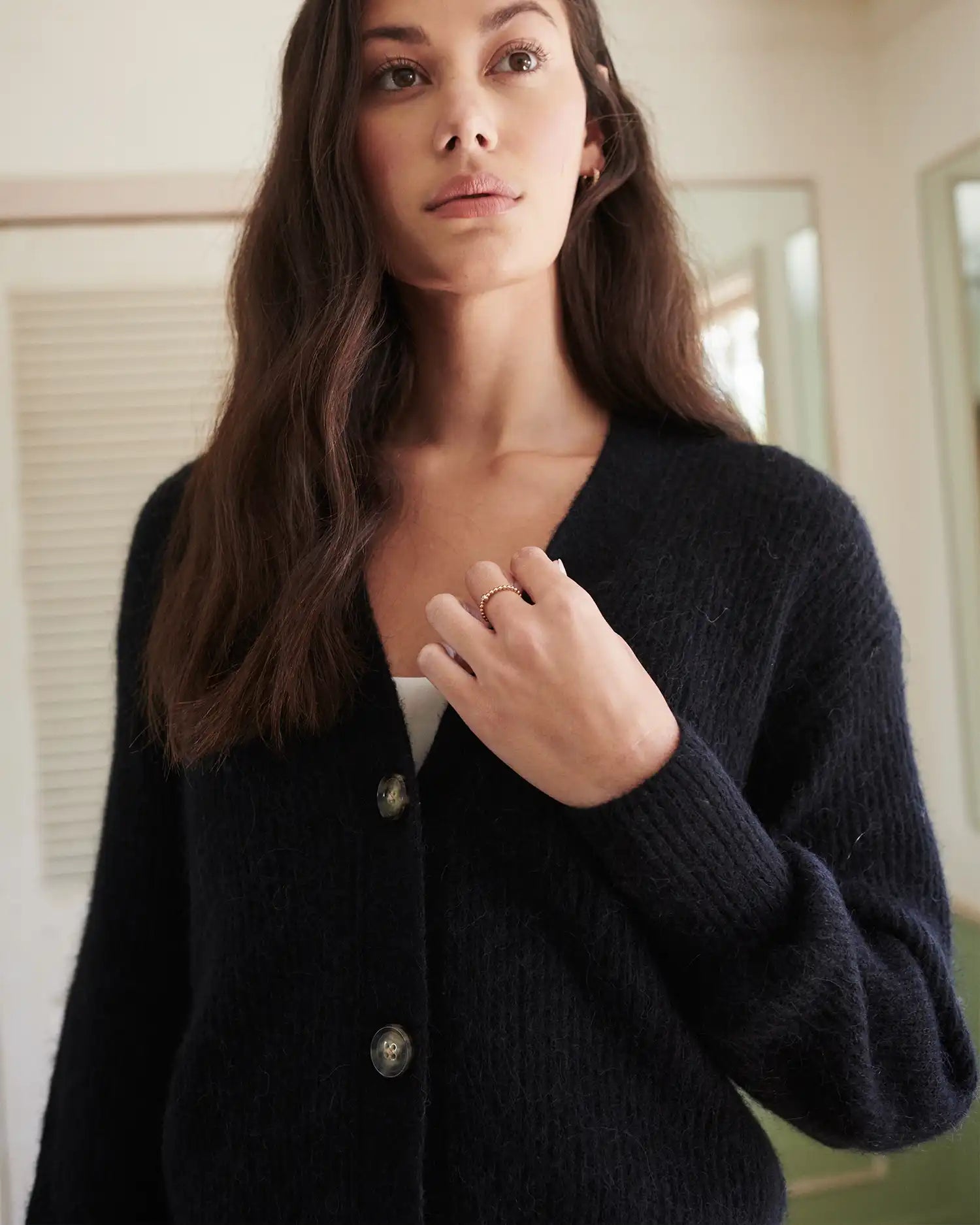 Baby Alpaca-Wool Cropped Cardigan