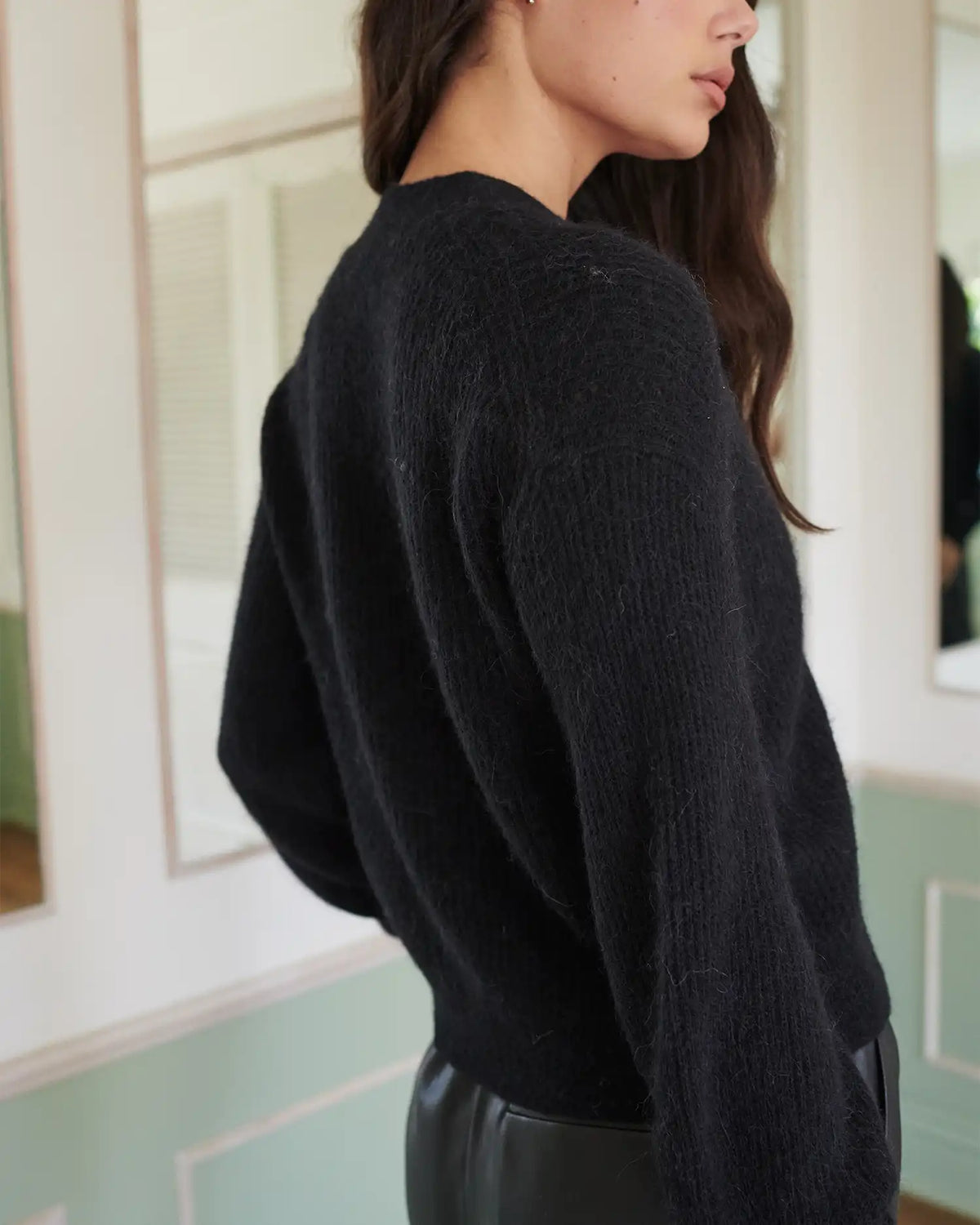 Baby Alpaca-Wool Cropped Cardigan