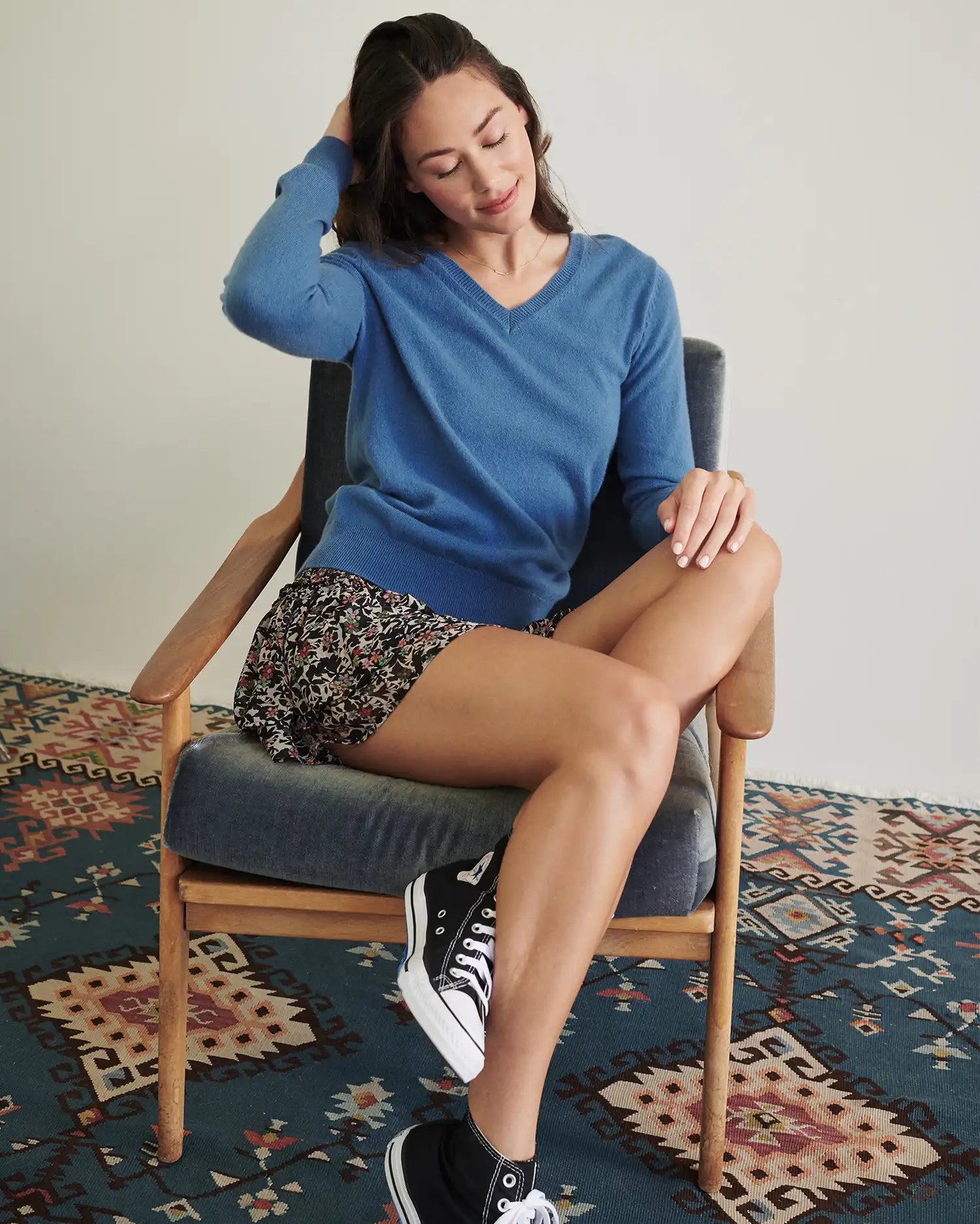 Mongolian Spring Cashmere V-Neck Sweater