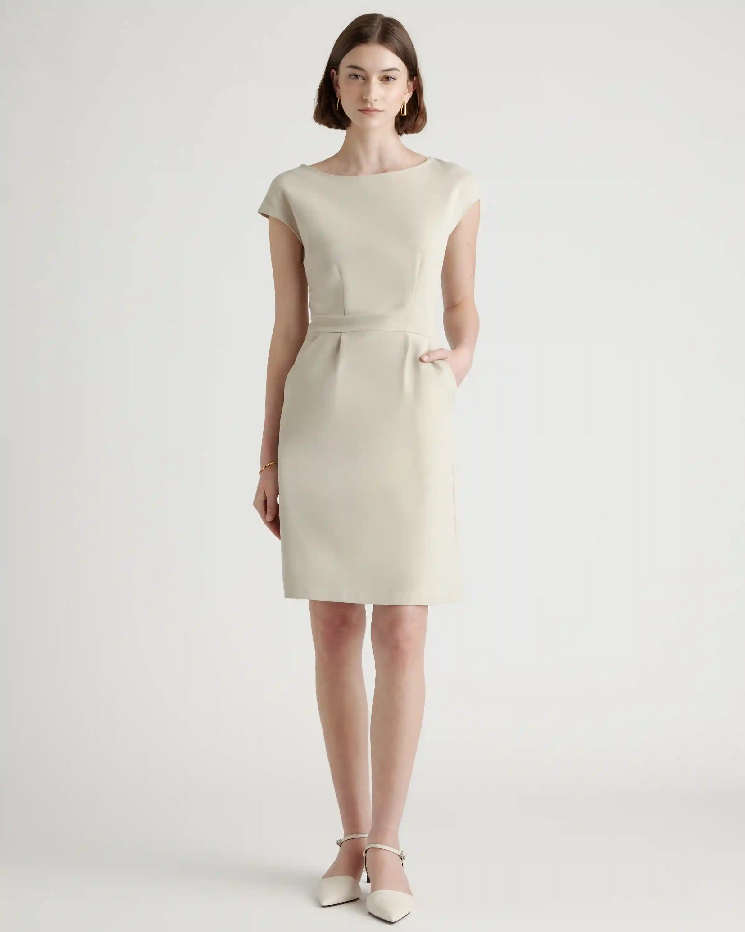 Ultra-Stretch Ponte Cap Sleeve Dress