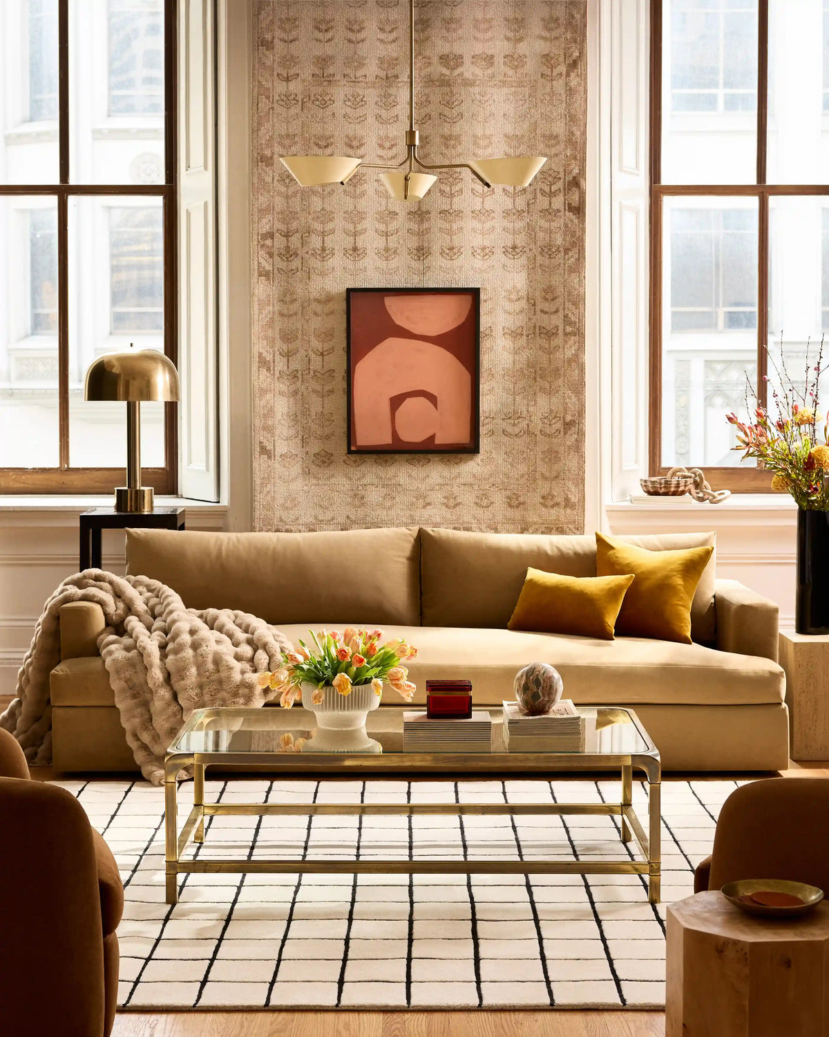Mid-Century Armed Iron Chandelier