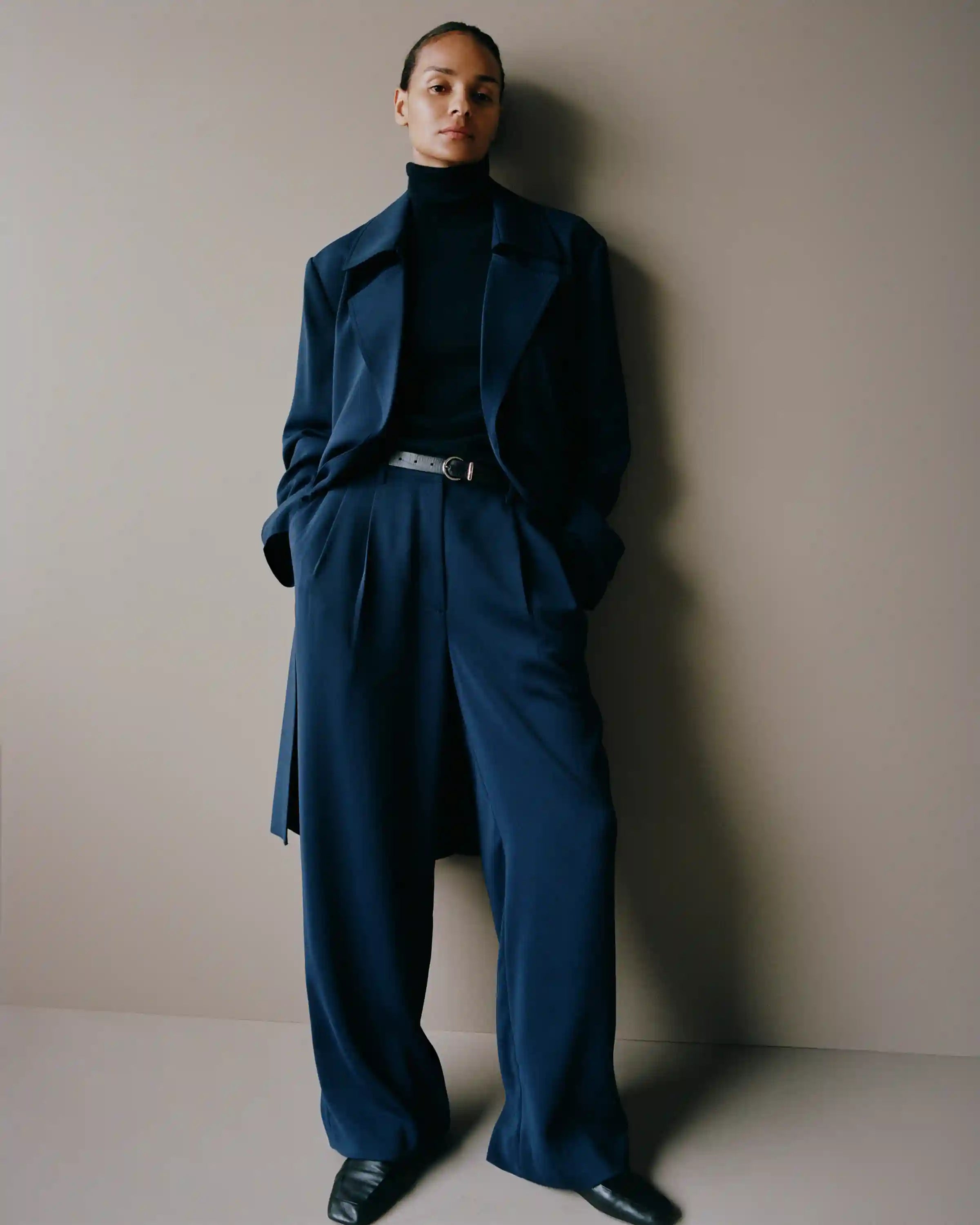 Stretch Crepe Trench Coat