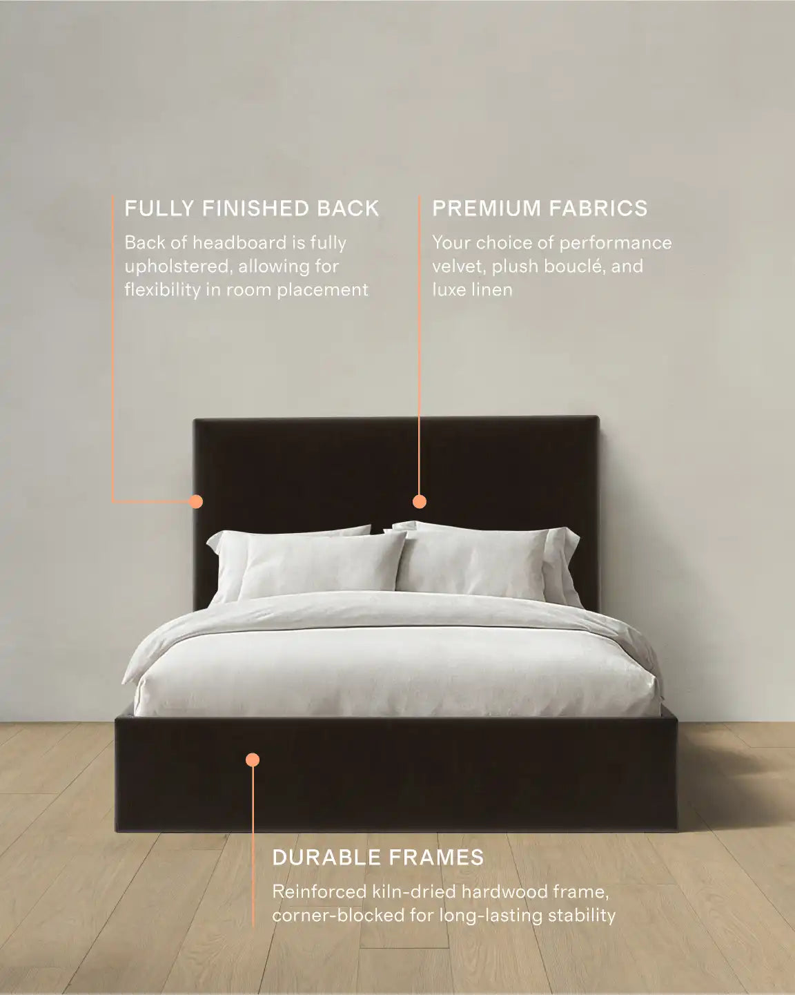 Square Bed in Performance Velvet