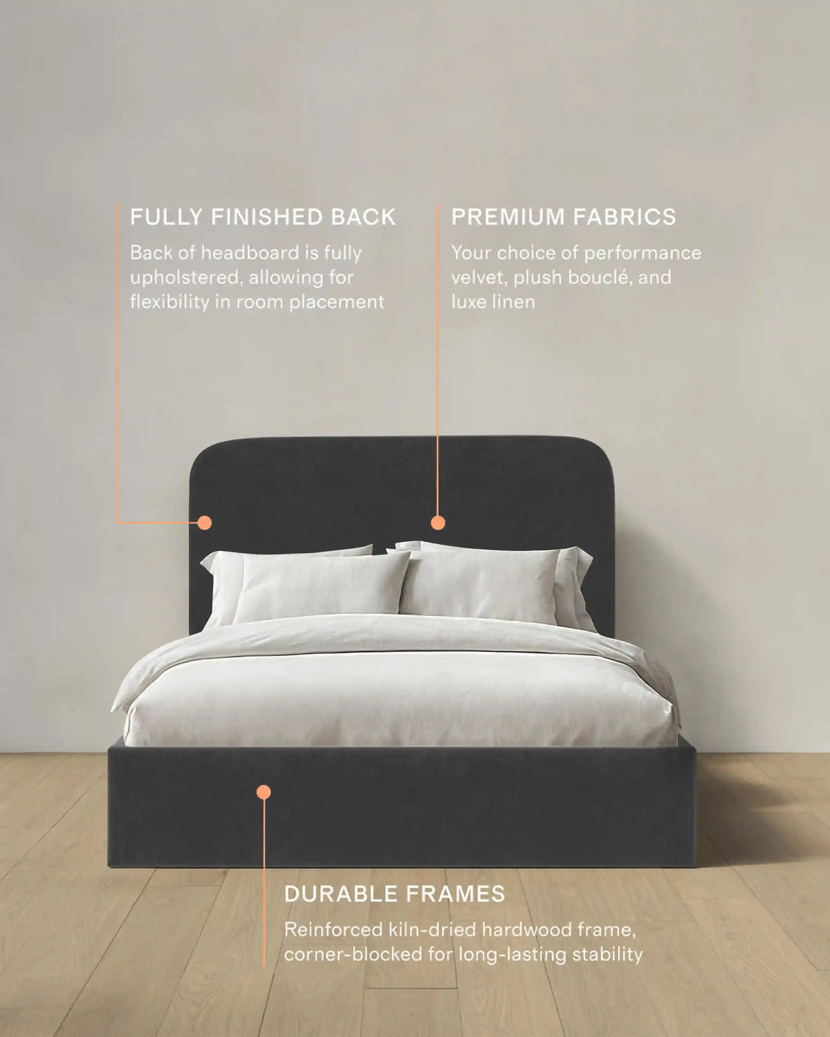 Curved Bed in Performance Velvet