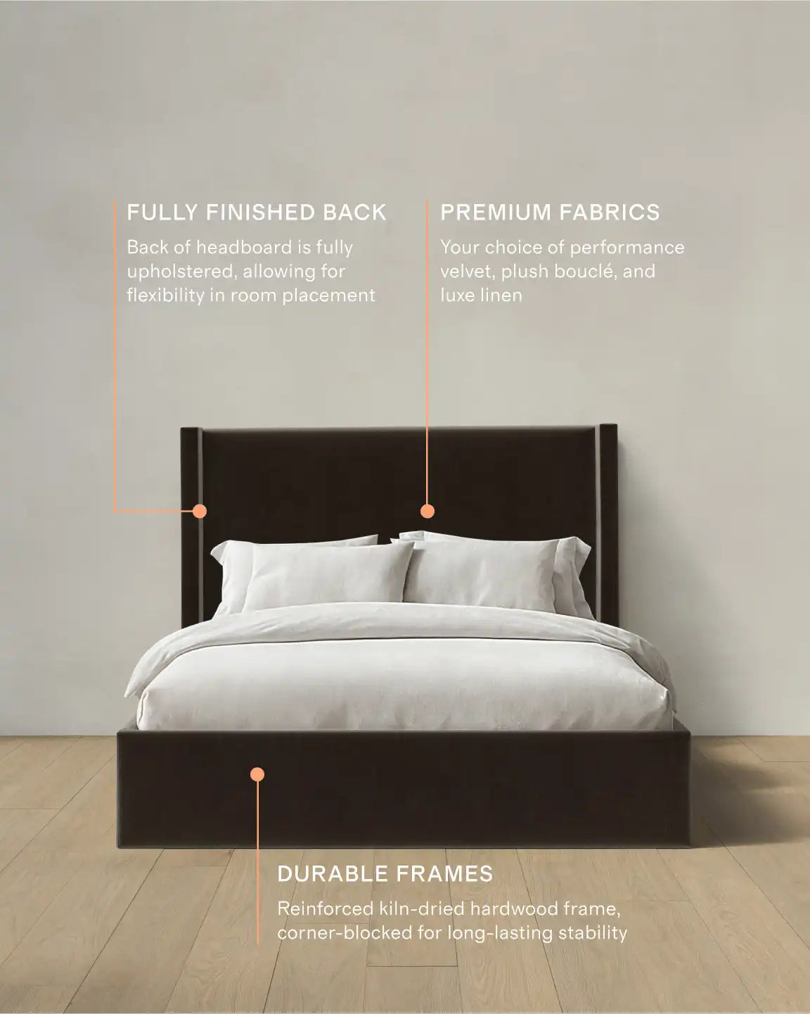 Wingback Bed in Performance Velvet