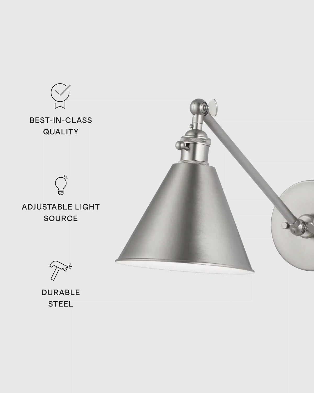 Articulating Single Arm Steel Wall Sconce