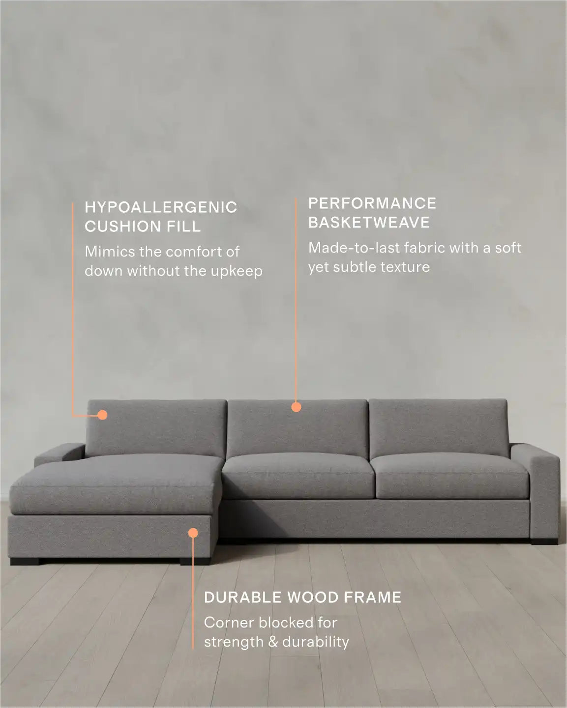 Stillman Chaise Sectional in Performance Basketweave