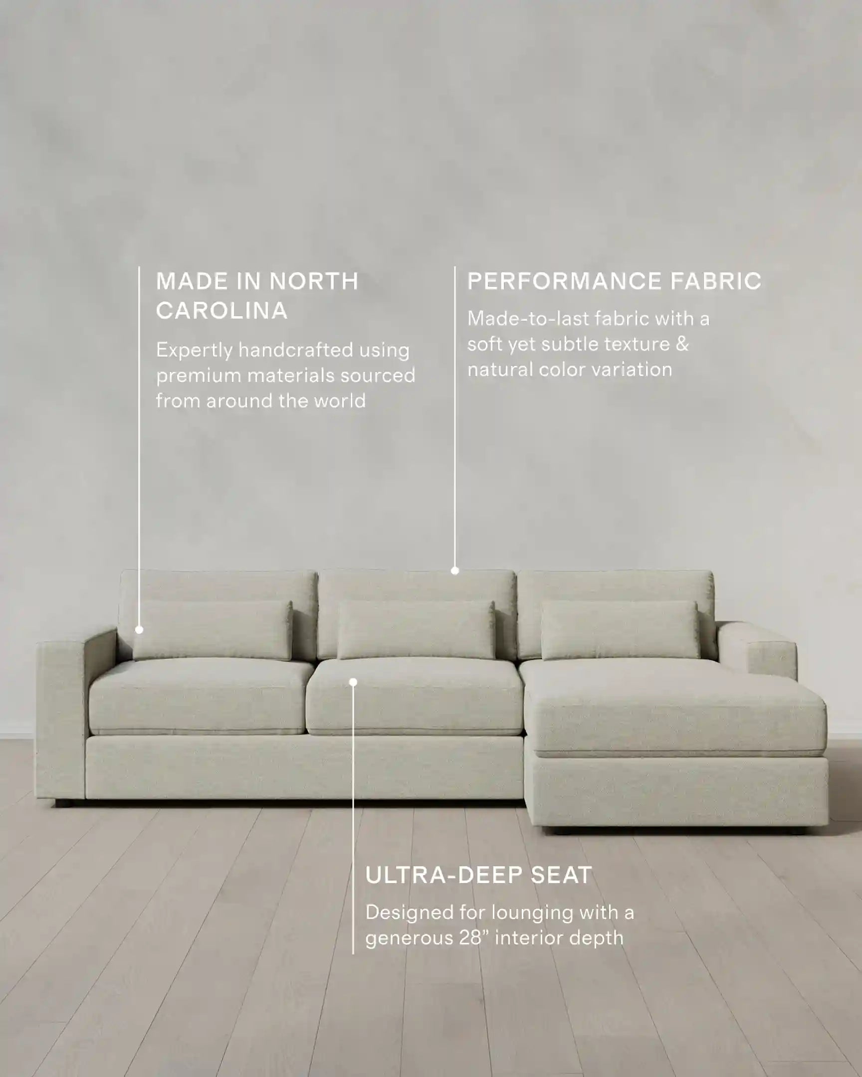 Ashford Deep Seat Chaise Sectional in Performance Basketweave