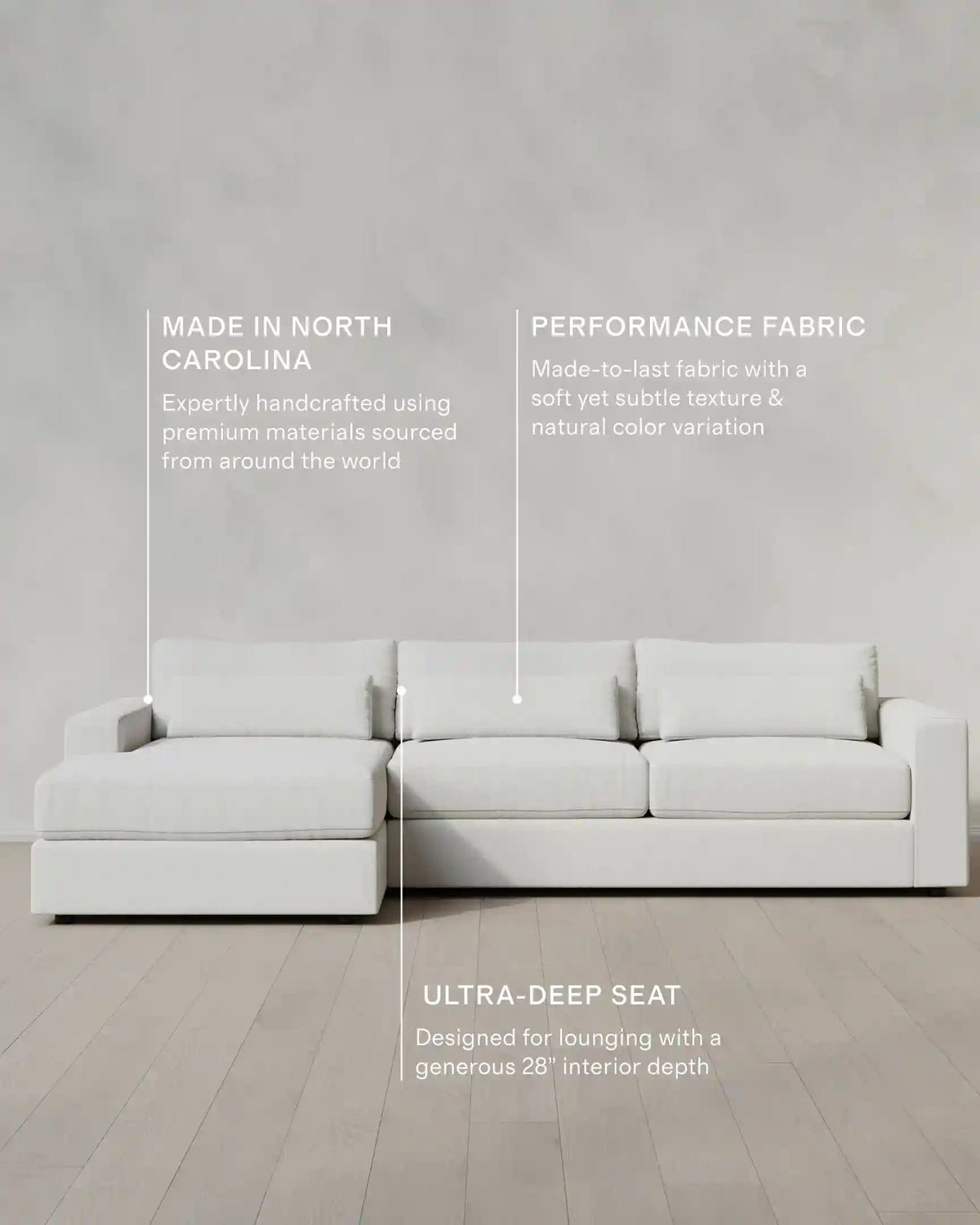 Ashford Deep Seat Chaise Sectional in Performance Basketweave