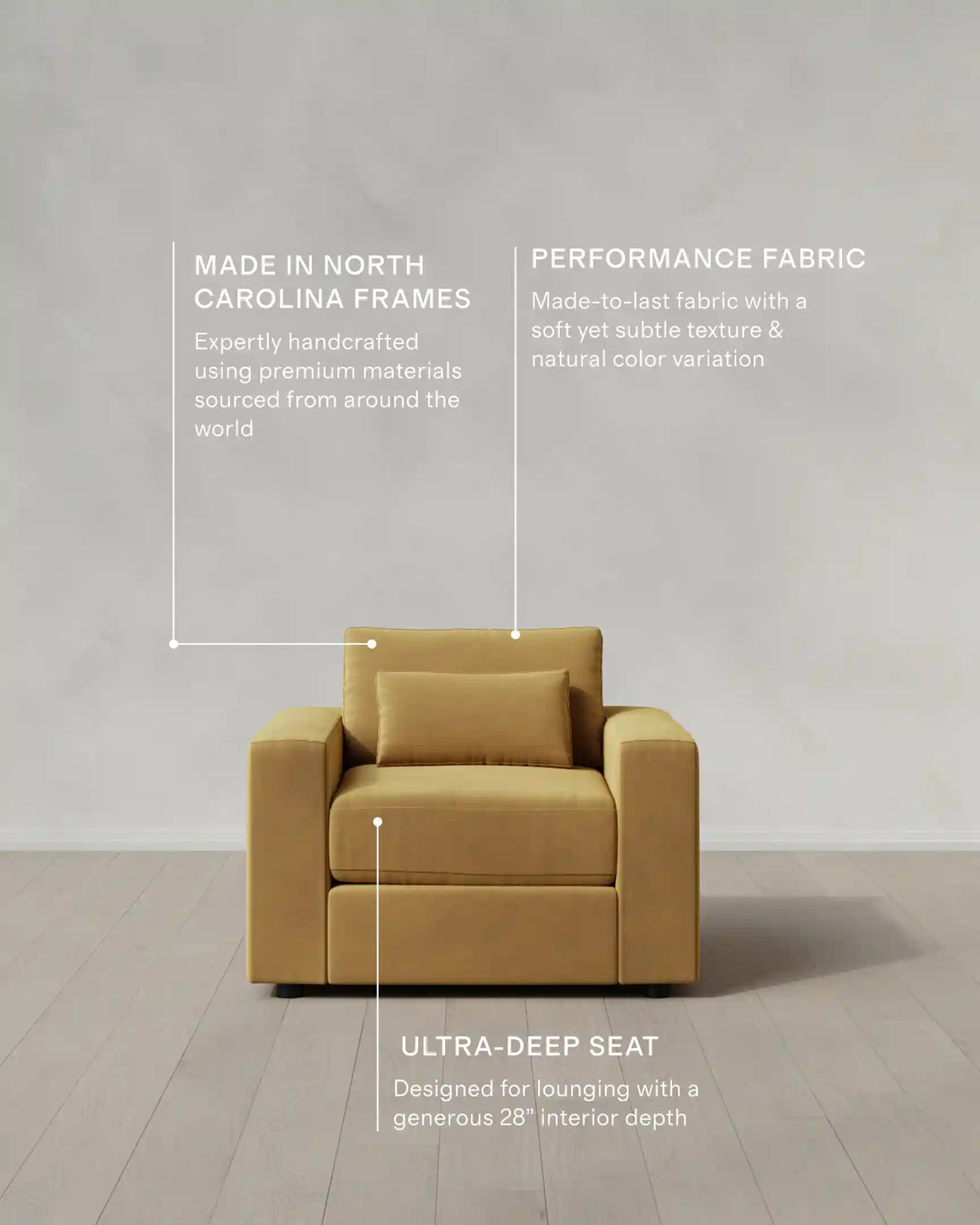 Ashford Deep Seat Chair and a Half in Performance Velvet