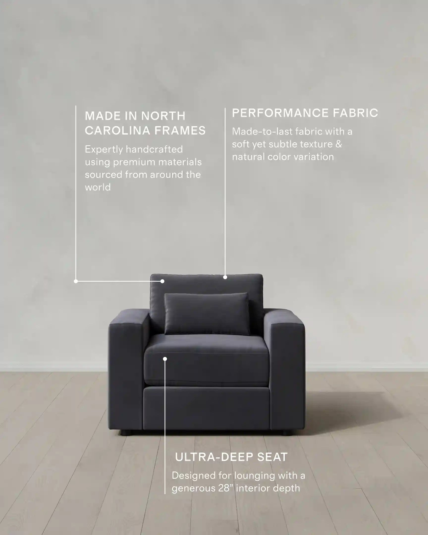 Ashford Deep Seat Chair and a Half in Performance Velvet