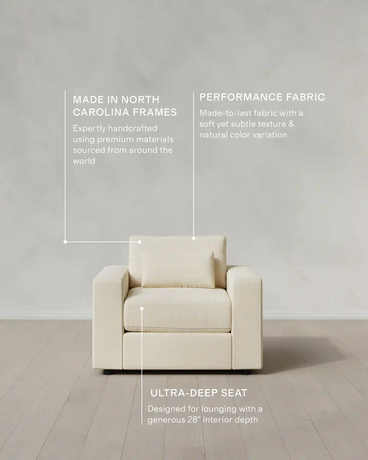 Ashford Deep Seat Chair and a Half in Performance Velvet