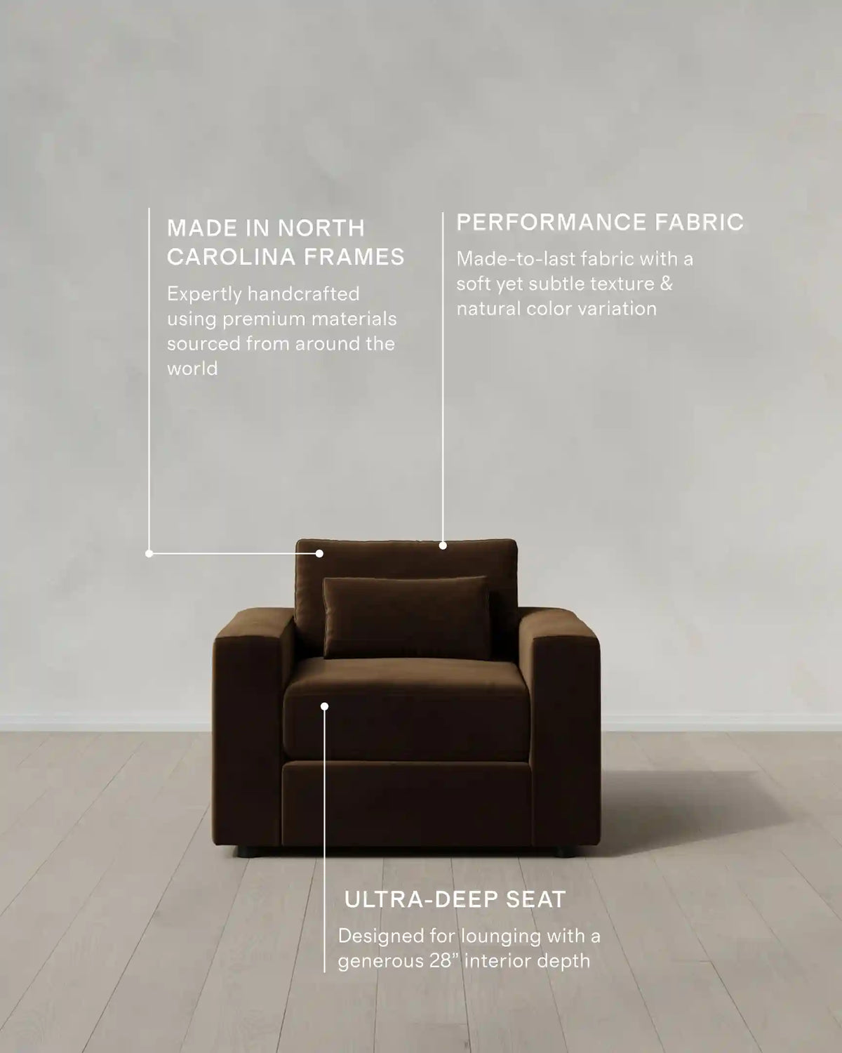 Ashford Deep Seat Chair and a Half in Performance Velvet