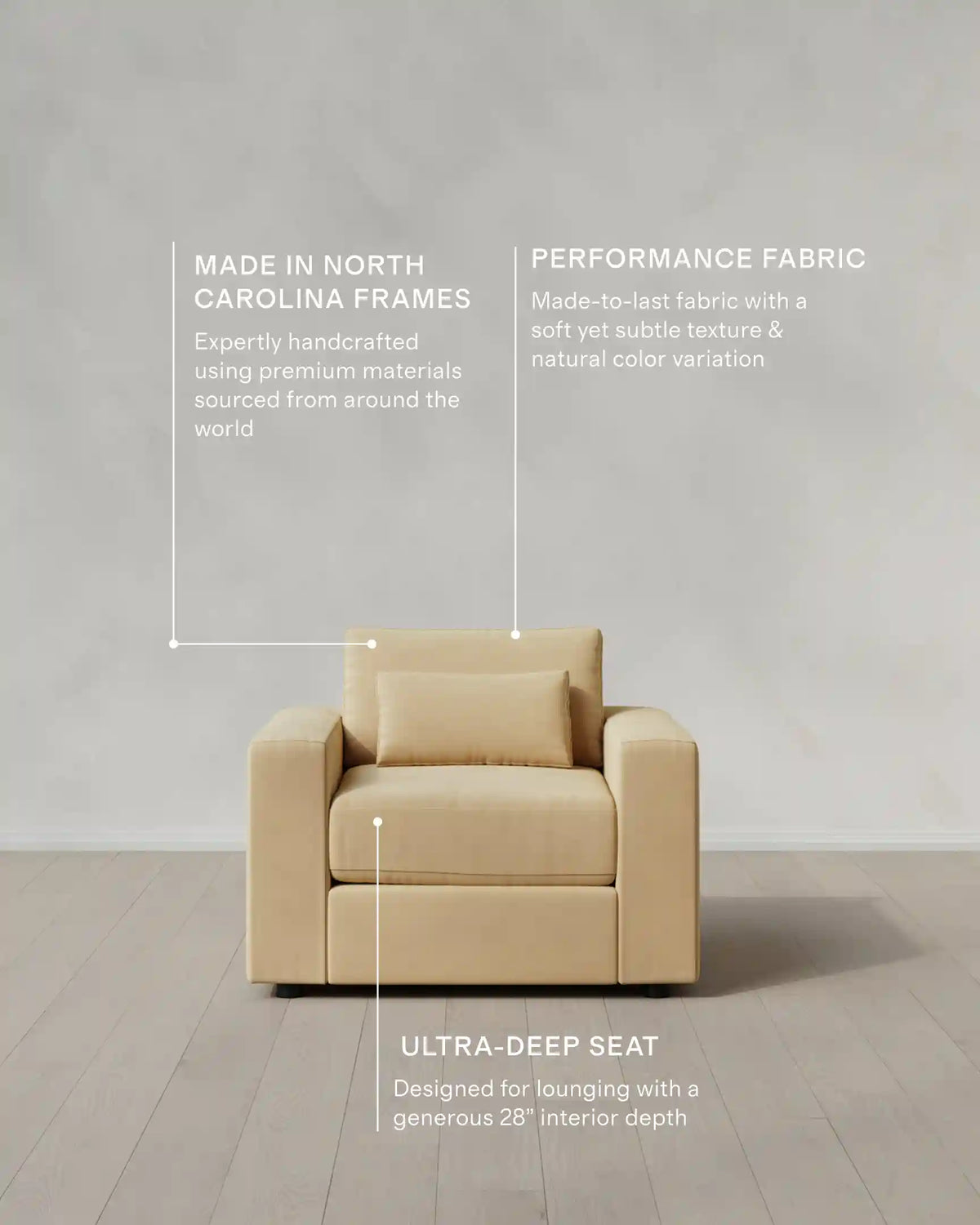 Ashford Deep Seat Chair and a Half in Performance Velvet