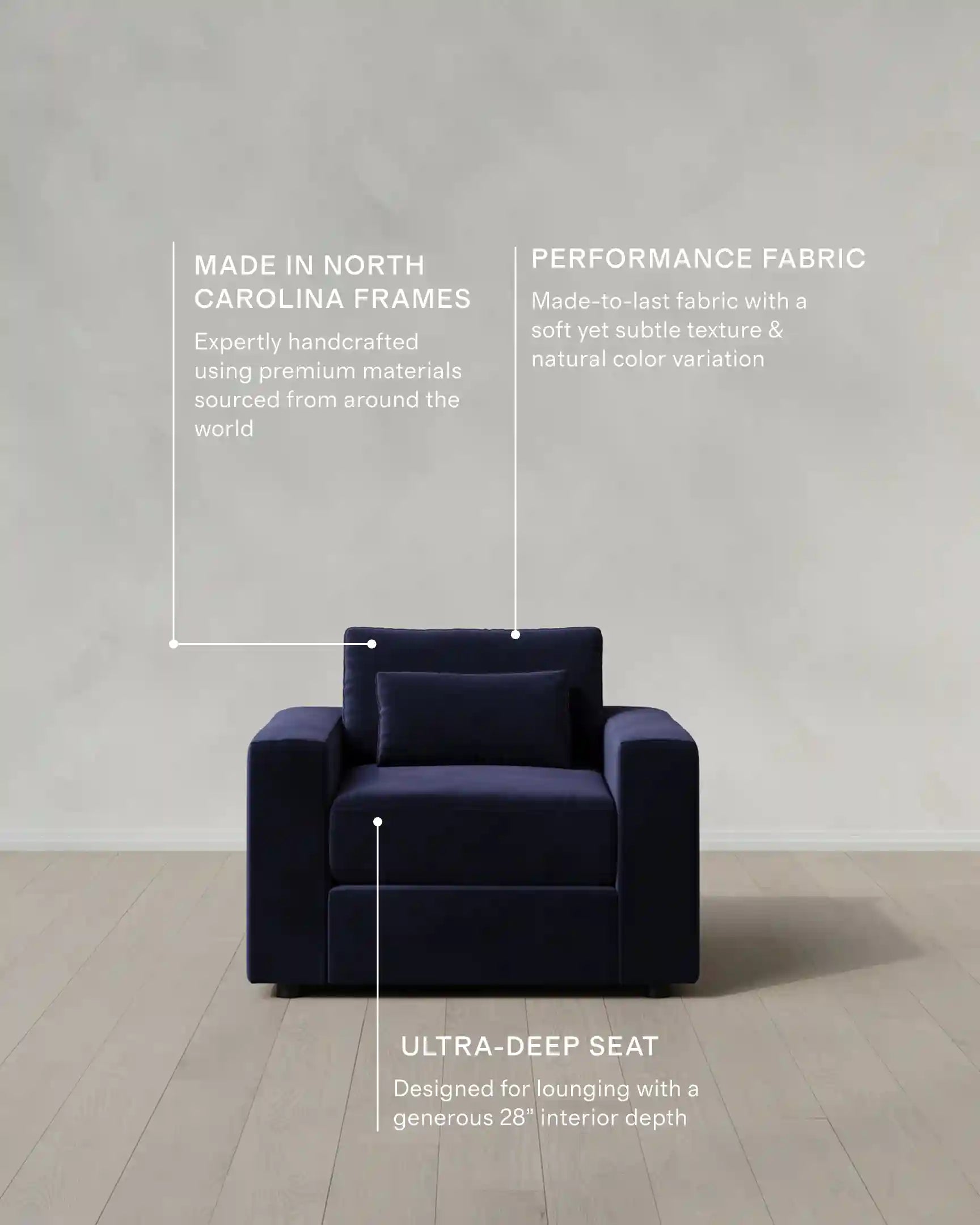Ashford Deep Seat Chair and a Half in Performance Velvet