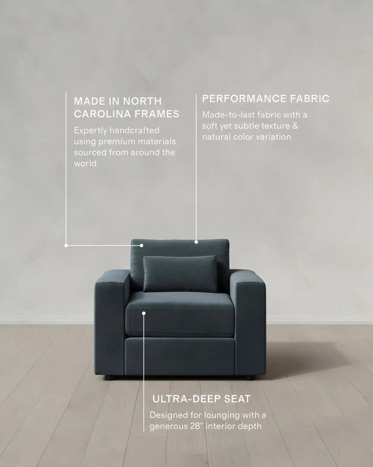 Ashford Deep Seat Chair and a Half in Performance Velvet