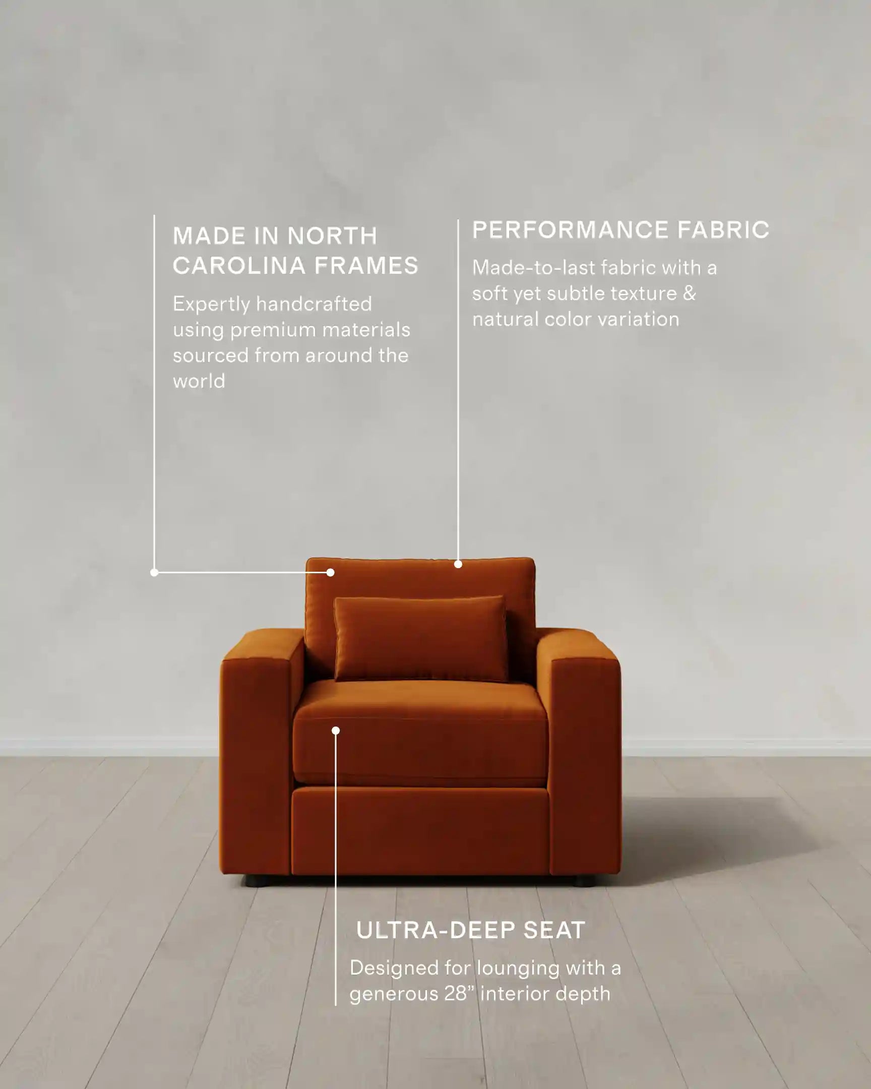 Ashford Deep Seat Chair and a Half in Performance Velvet