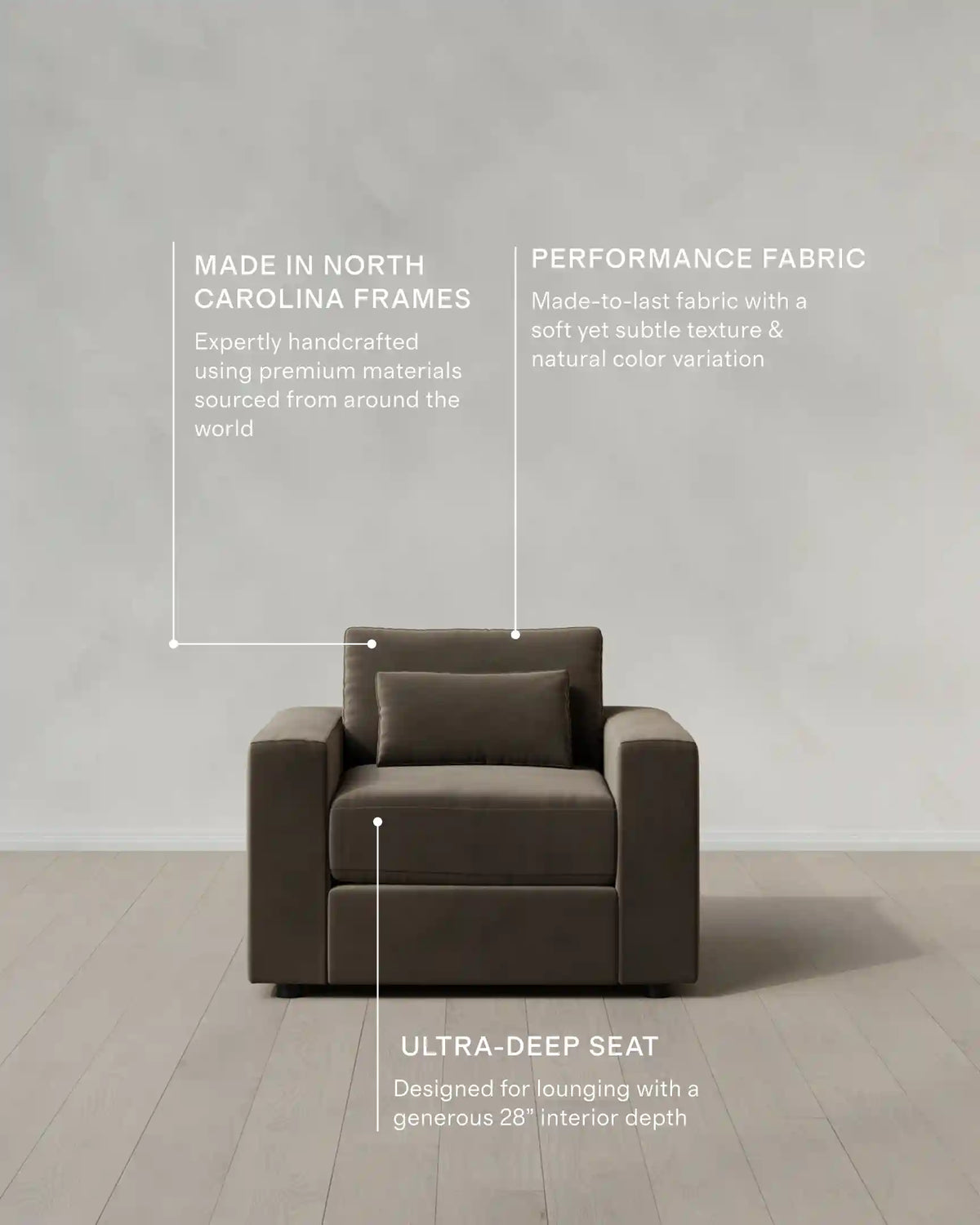 Ashford Deep Seat Chair and a Half in Performance Velvet