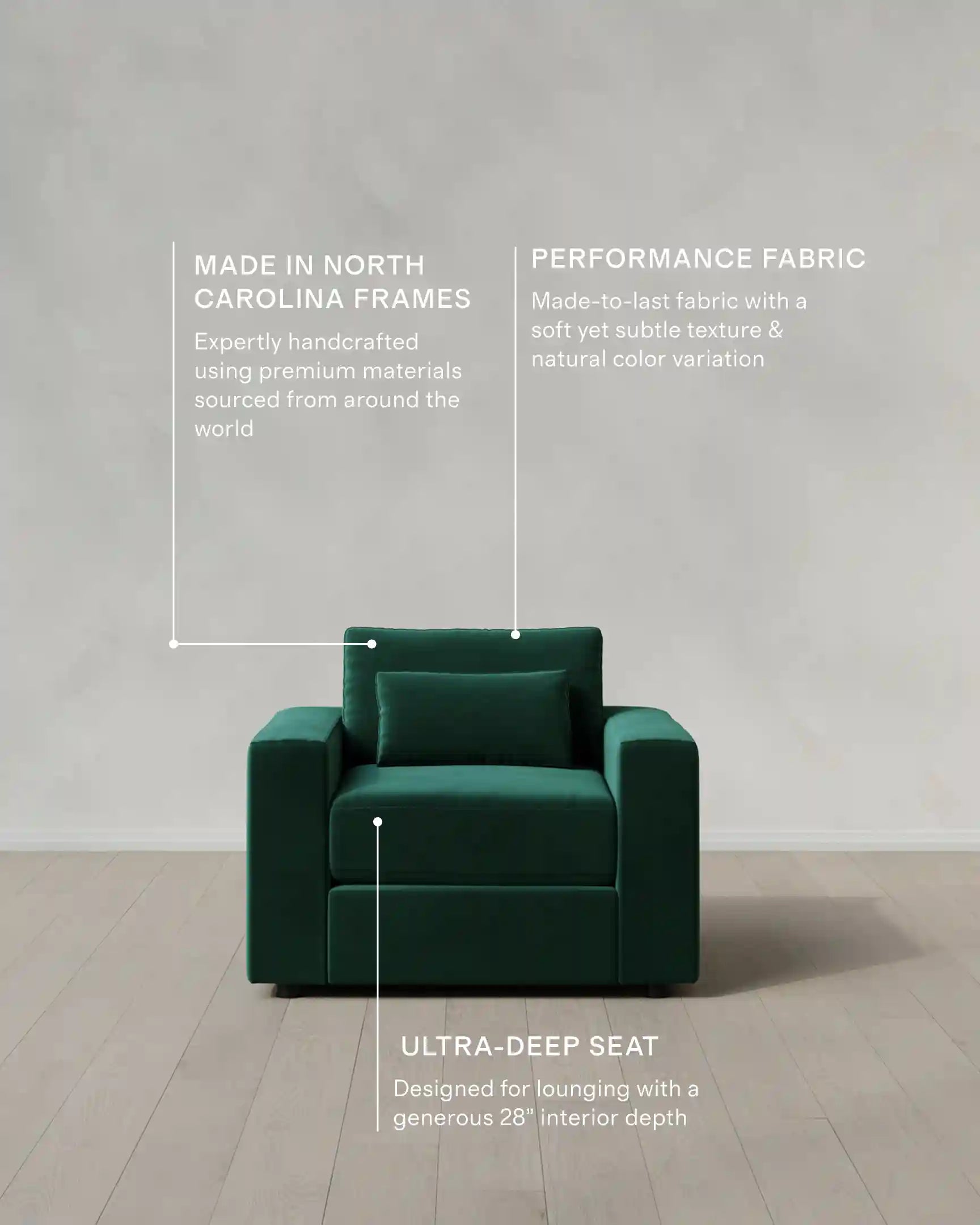 Ashford Deep Seat Chair and a Half in Performance Velvet