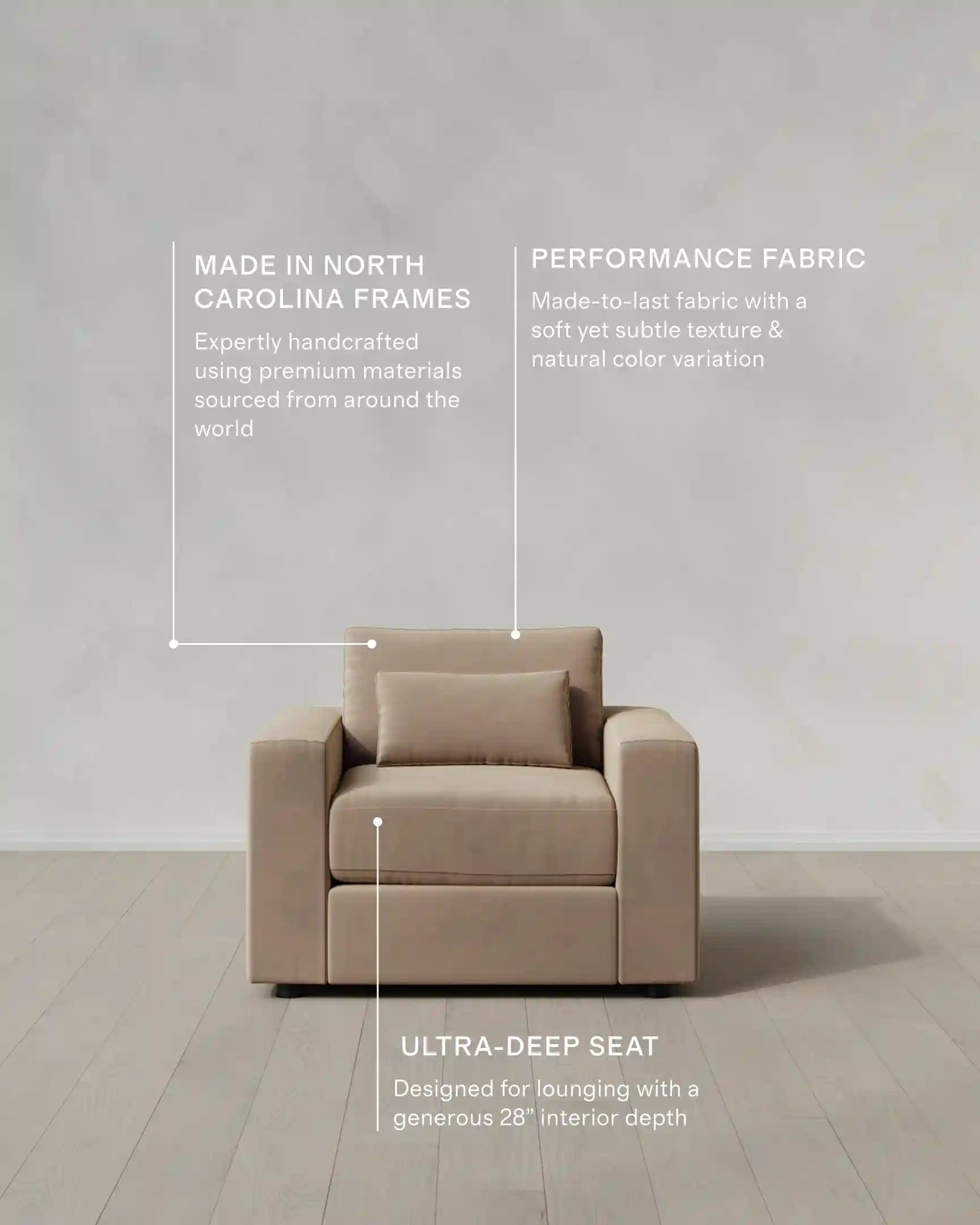 Ashford Deep Seat Chair and a Half in Performance Velvet