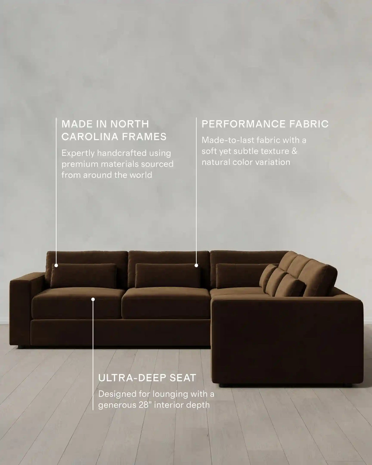 Ashford Deep Seat L Sectional in Performance Velvet
