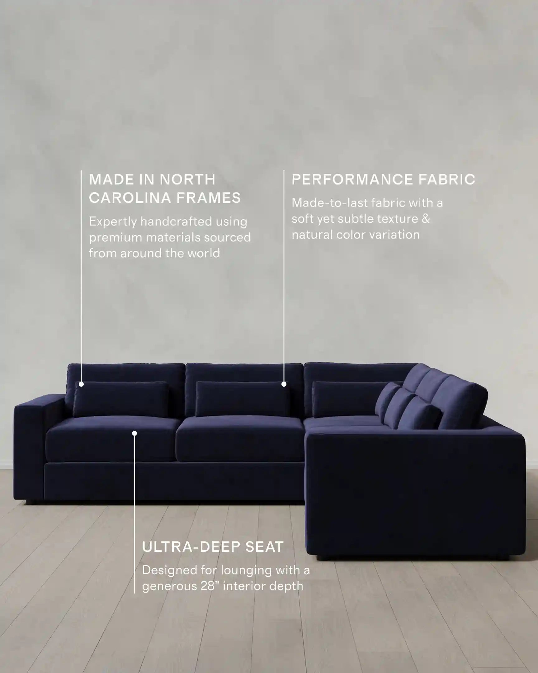 Ashford Deep Seat L Sectional in Performance Velvet