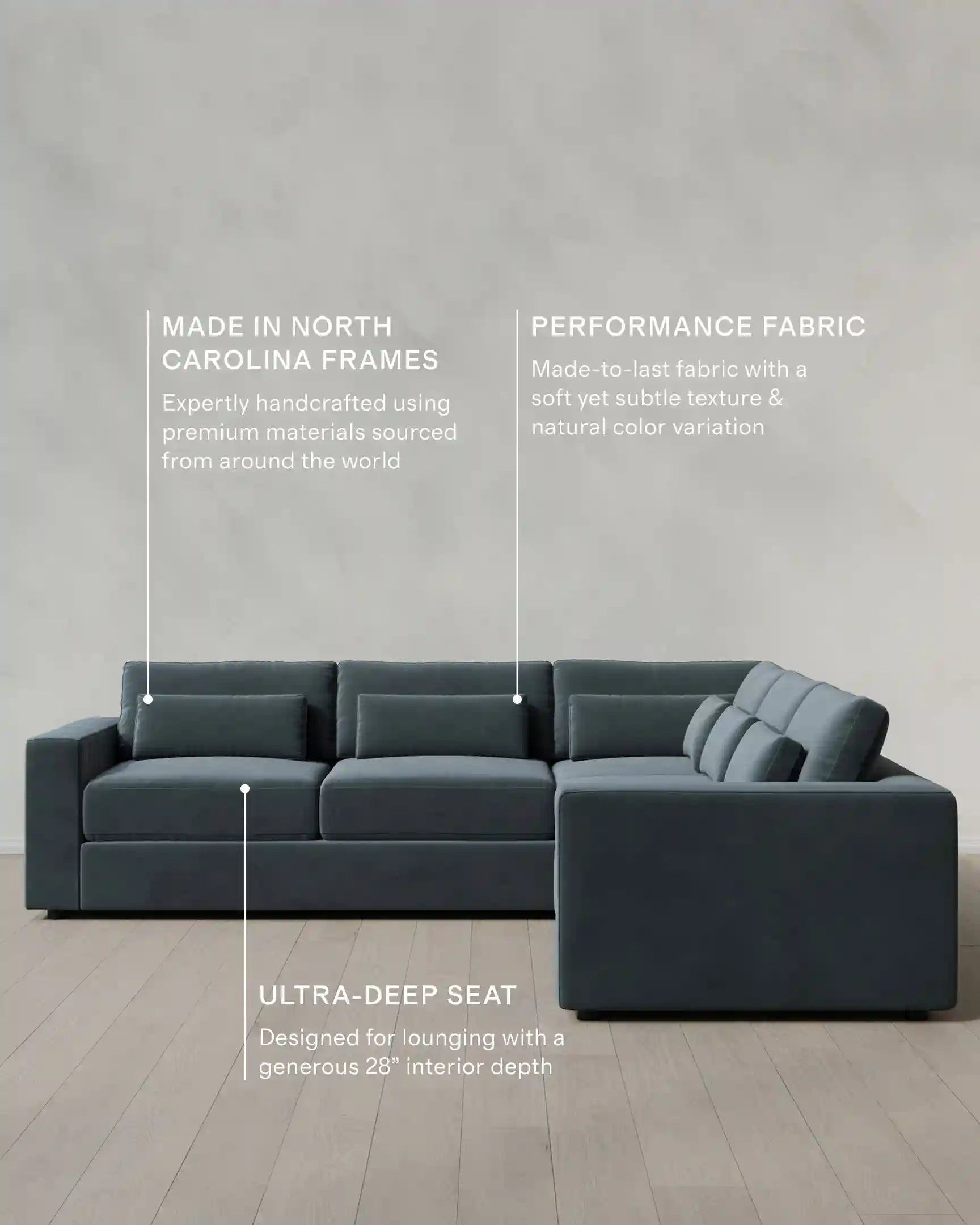 Ashford Deep Seat L Sectional in Performance Velvet
