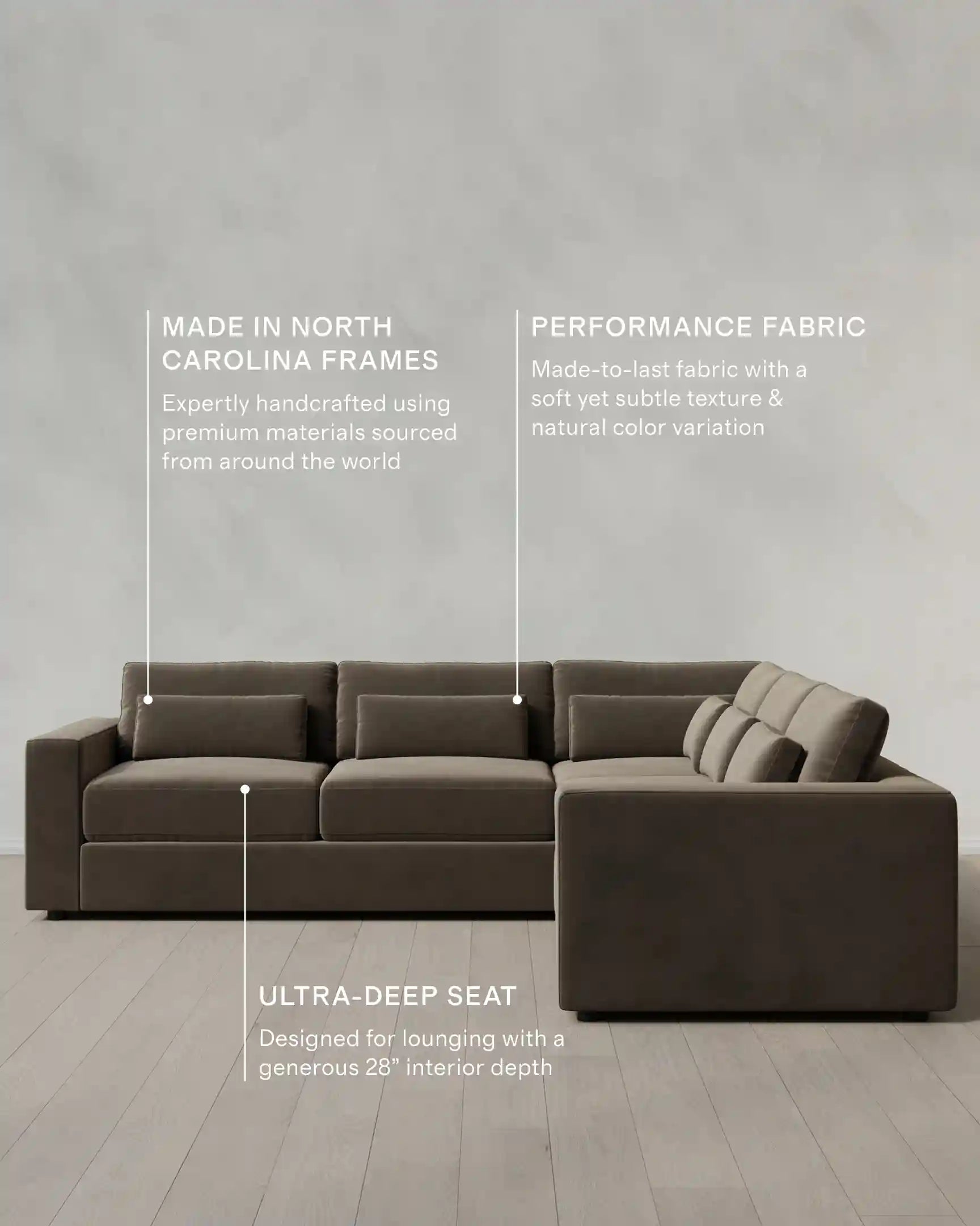Ashford Deep Seat L Sectional in Performance Velvet