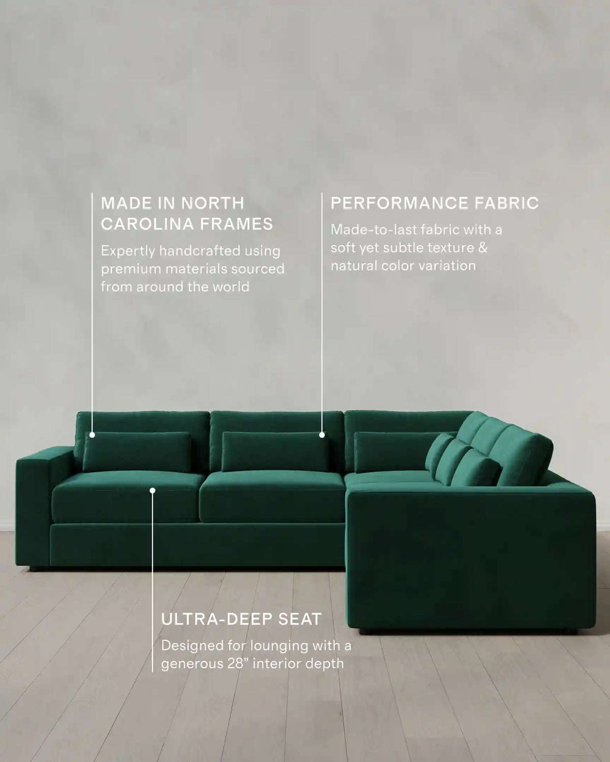 Ashford Deep Seat L Sectional in Performance Velvet