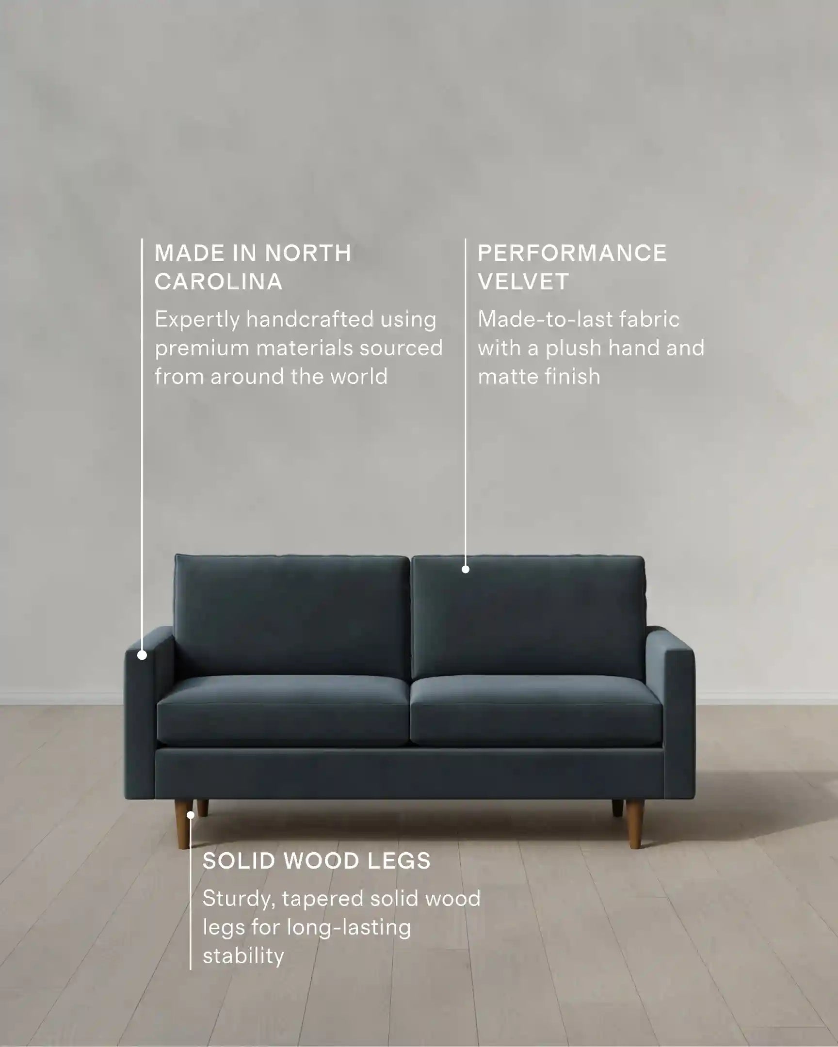 Atlas Midcentury Sofa in Performance Velvet
